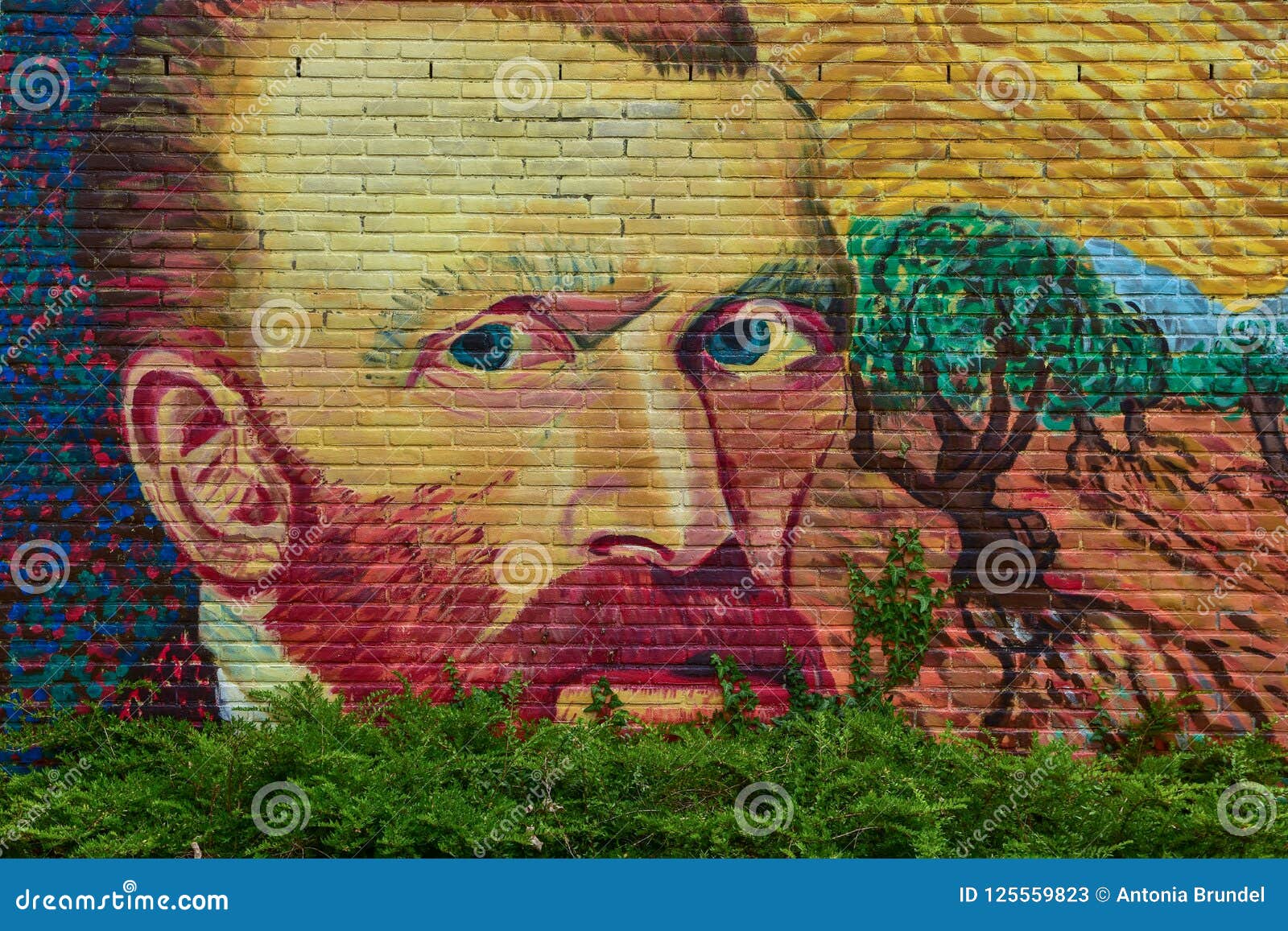 Vincent Van Gogh Street Art Self Portrait Painted on a Brick Wall