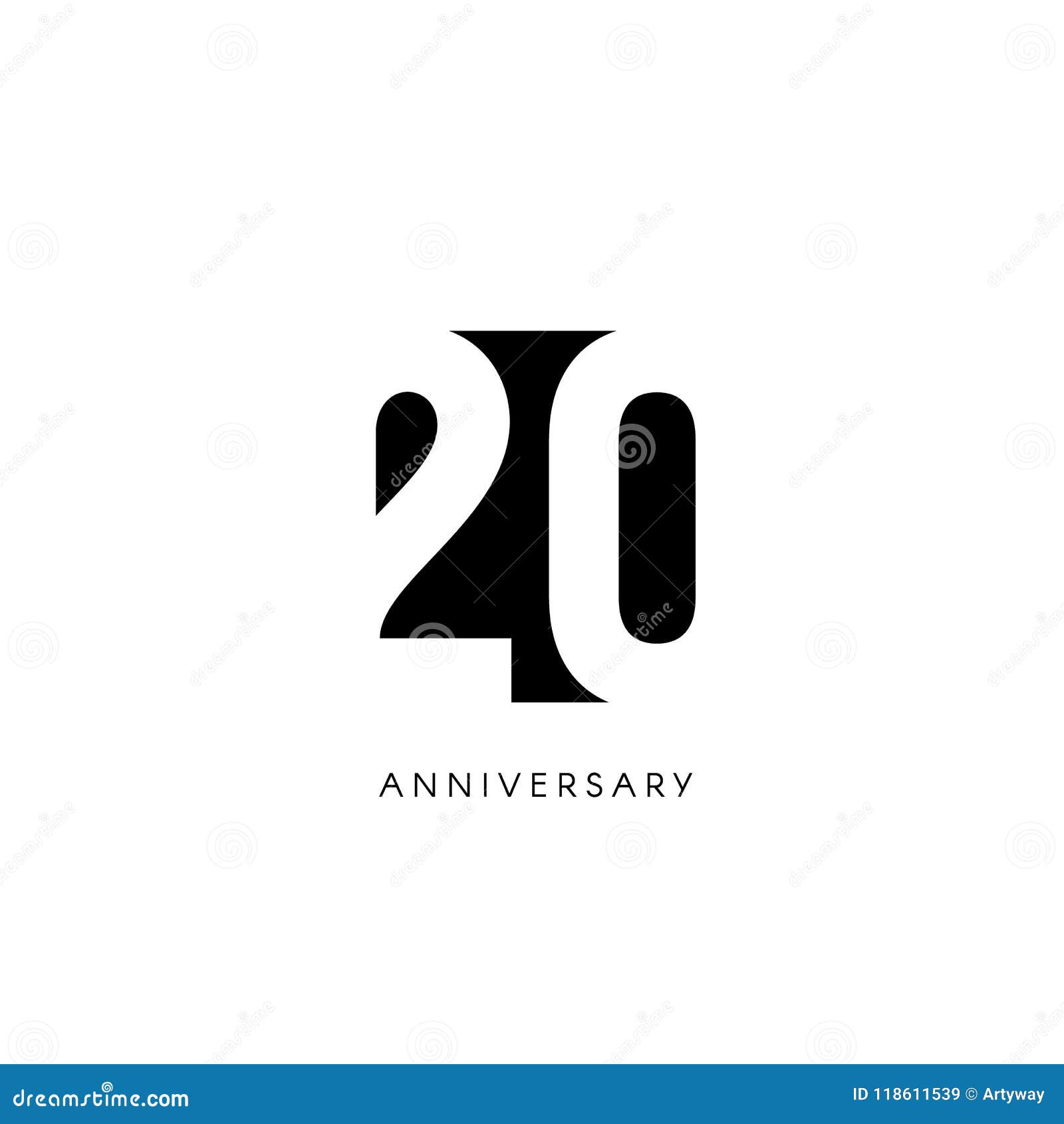 Vingt Anniversaire Logo Minimalistic Vingtieme Annees eme Jubile Carte De Voeux Invitation D Anniversaire Signe De Ans Illustration De Vecteur Illustration Du Jubile Signe