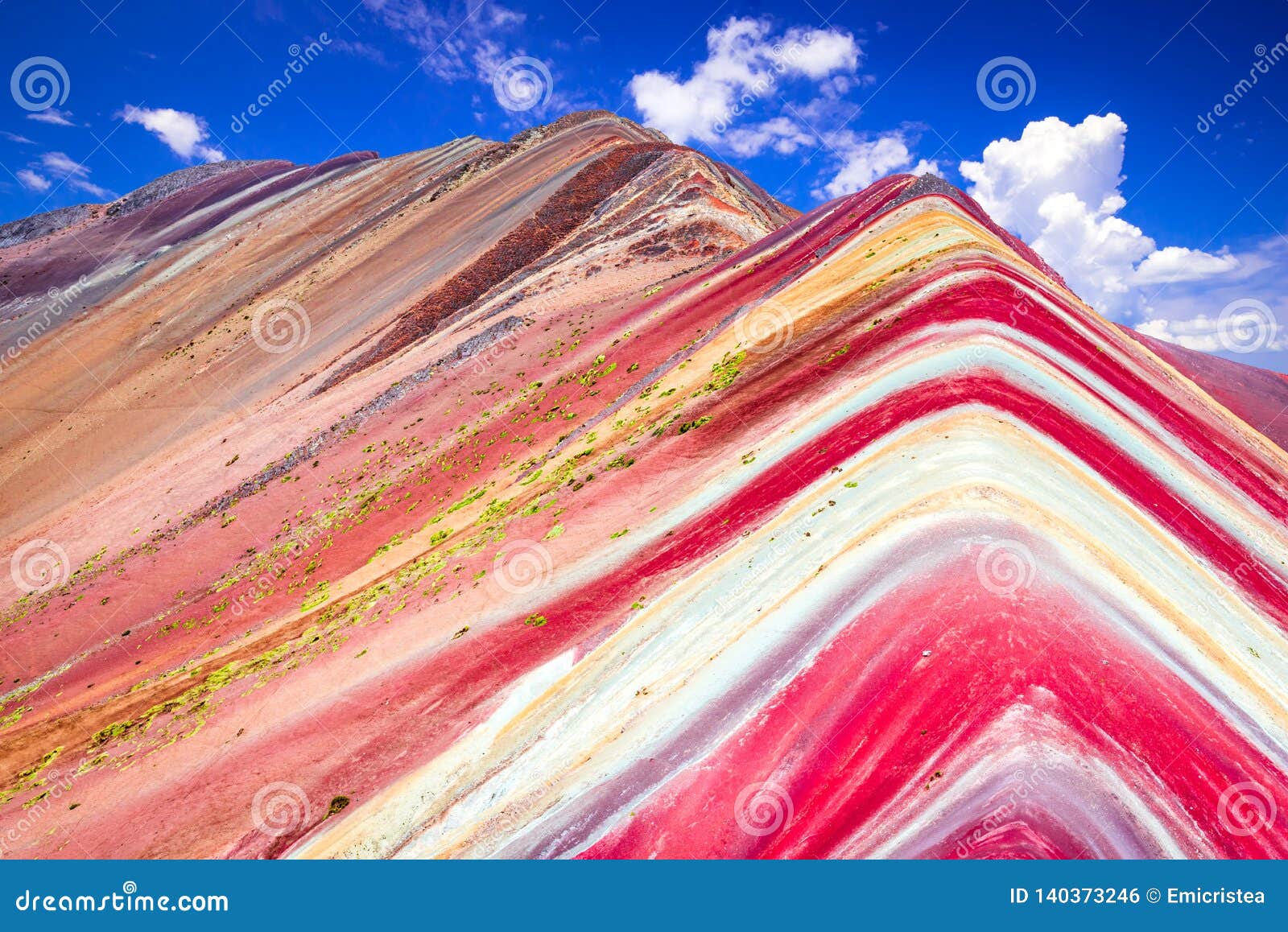 Rainbow Mountain Or Vinicunca In Southern Peru. Man Doing Trekking ...