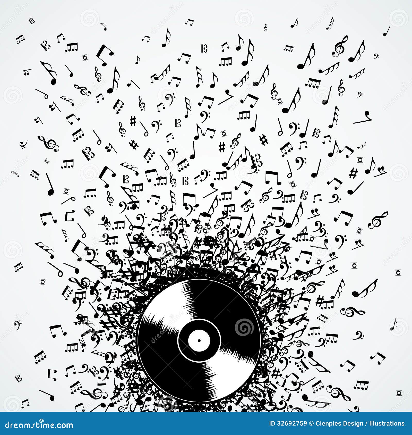 Vinilo Del Disco Del Chapoteo De Las Notas De La Música De DJ Ilustración  del Vector - Ilustración de imagen, personal: 32692759