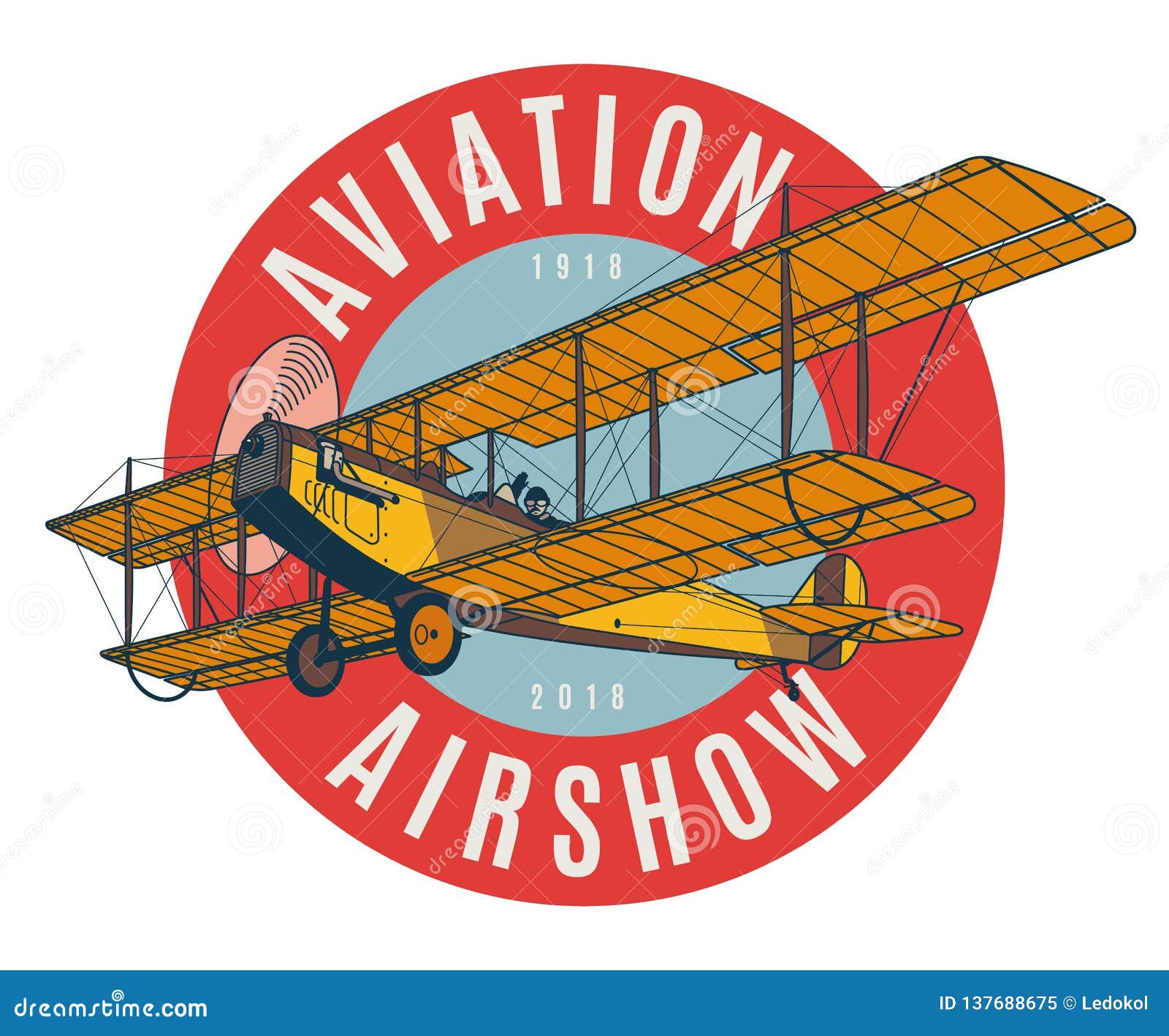 Download Vintage Airplane Logo Badge. Biplane Vector Illustration Stock Vector - Illustration of isolated ...