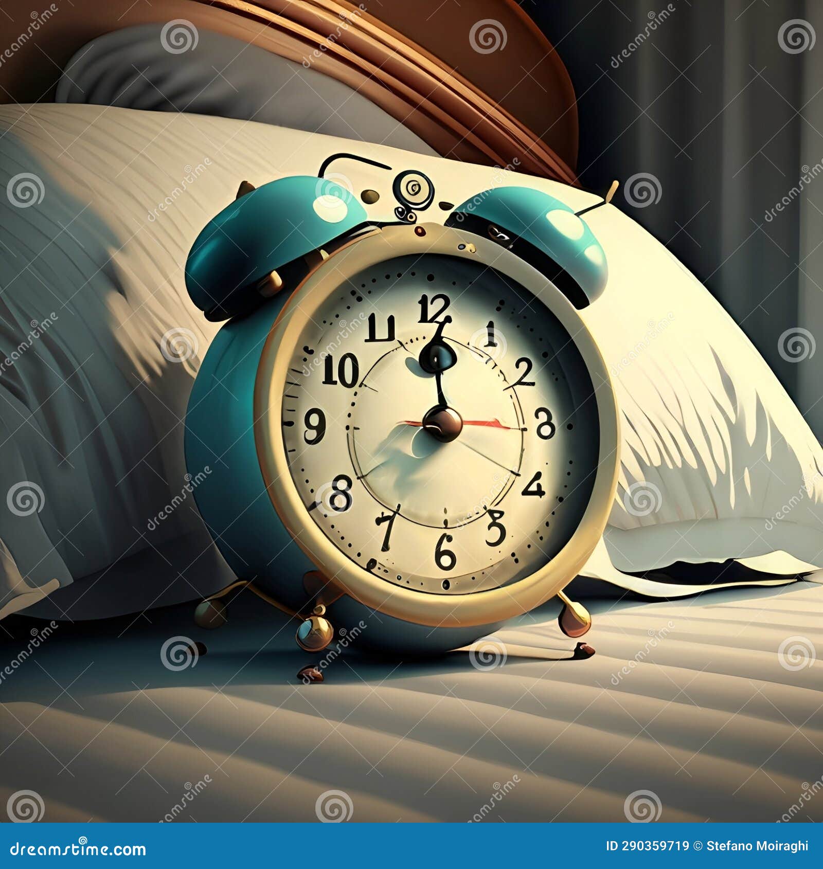 Vintage Alarm Clock on the Bed Time Concept Stock Image Image of