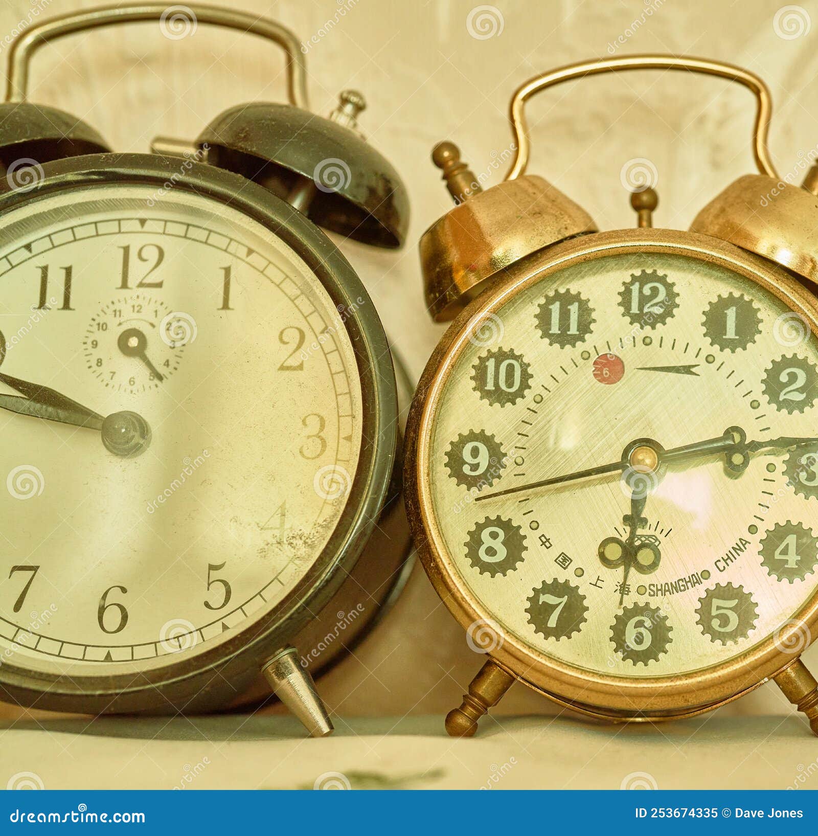 Vintage alarm clocks stock image. Image of days, classic 253674335