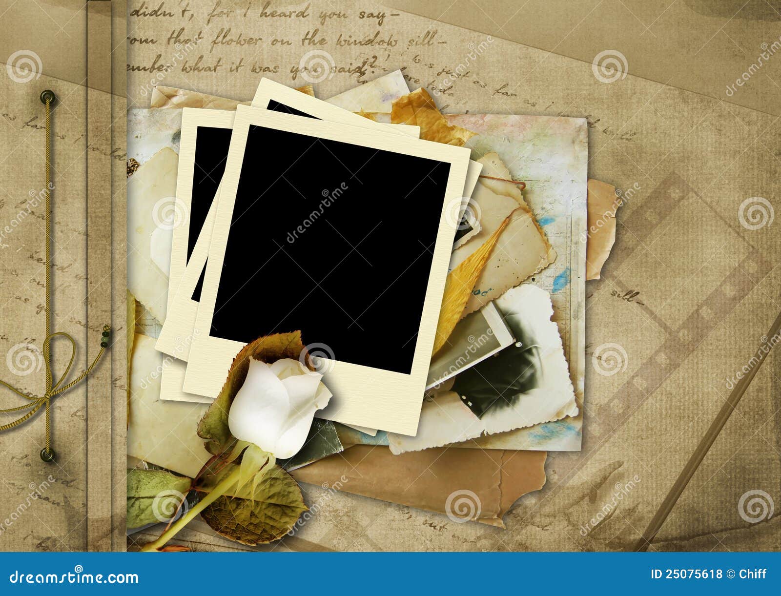 Vintage Album with Polaroid Stock Illustration Illustration of paper