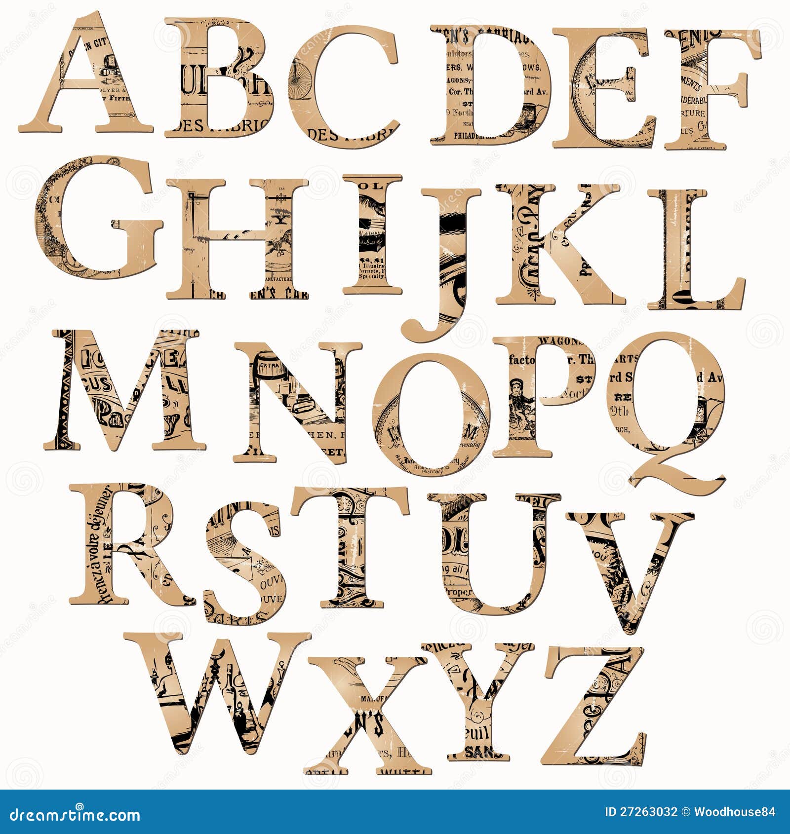 Vintage Alphabet Based On Old Newspaper Stock Vector Illustration Of Torn Letter