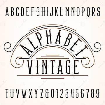 Vintage Alphabet Font. Thin Type Letters and Numbers Stock Vector ...