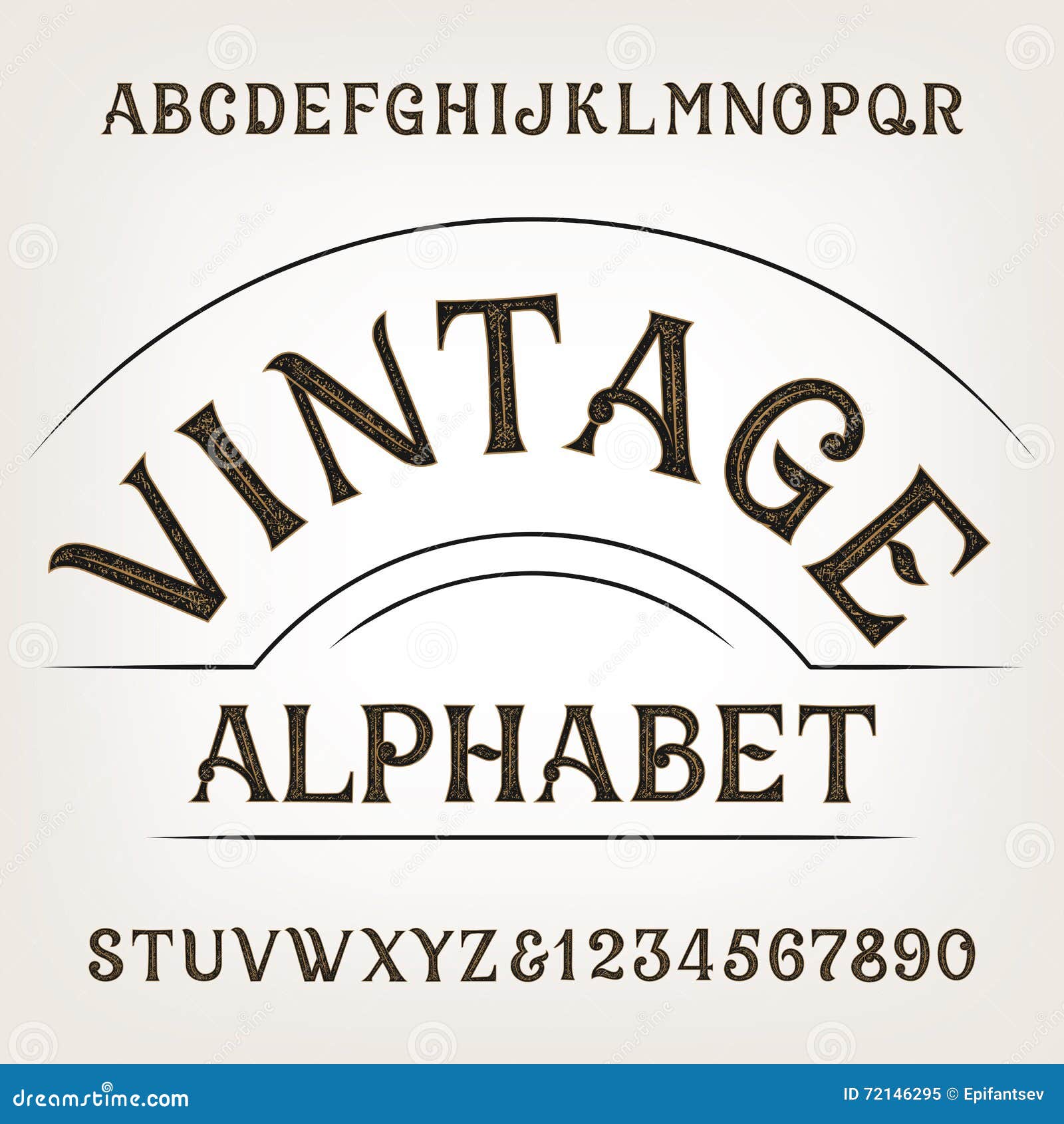 Download Vintage Alphabet. Retro Distressed Alphabet Vector Font. Hand Drawn Letters And Numbers Stock ...