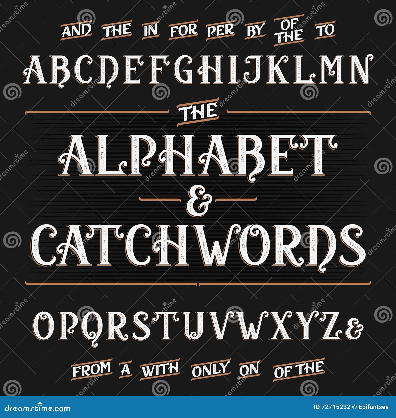 Vintage Alphabet Vector Font with Catchwords. Ornate Letters and ...