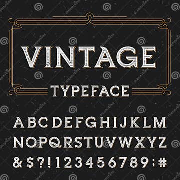 Vintage Alphabet Vector Font with Distressed Overlay Texture. Stock ...