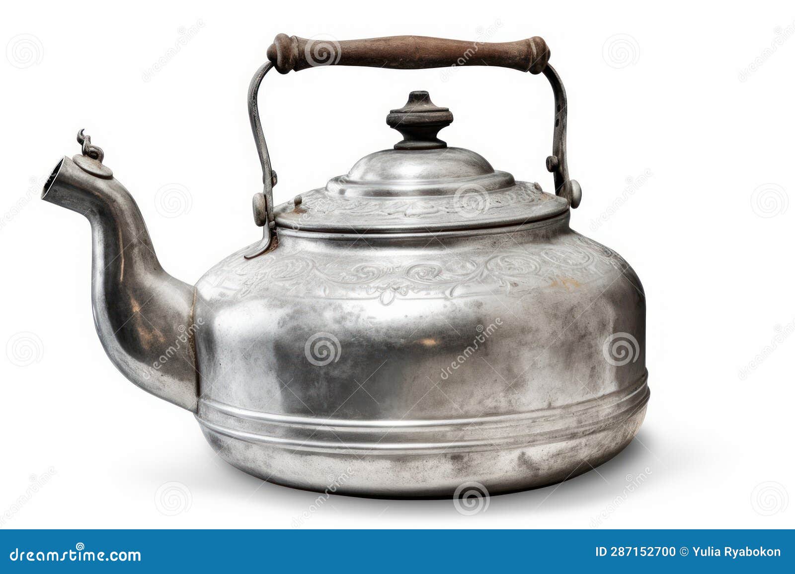Vintage Aluminium Kettle. Generate Ai Stock Illustration Illustration