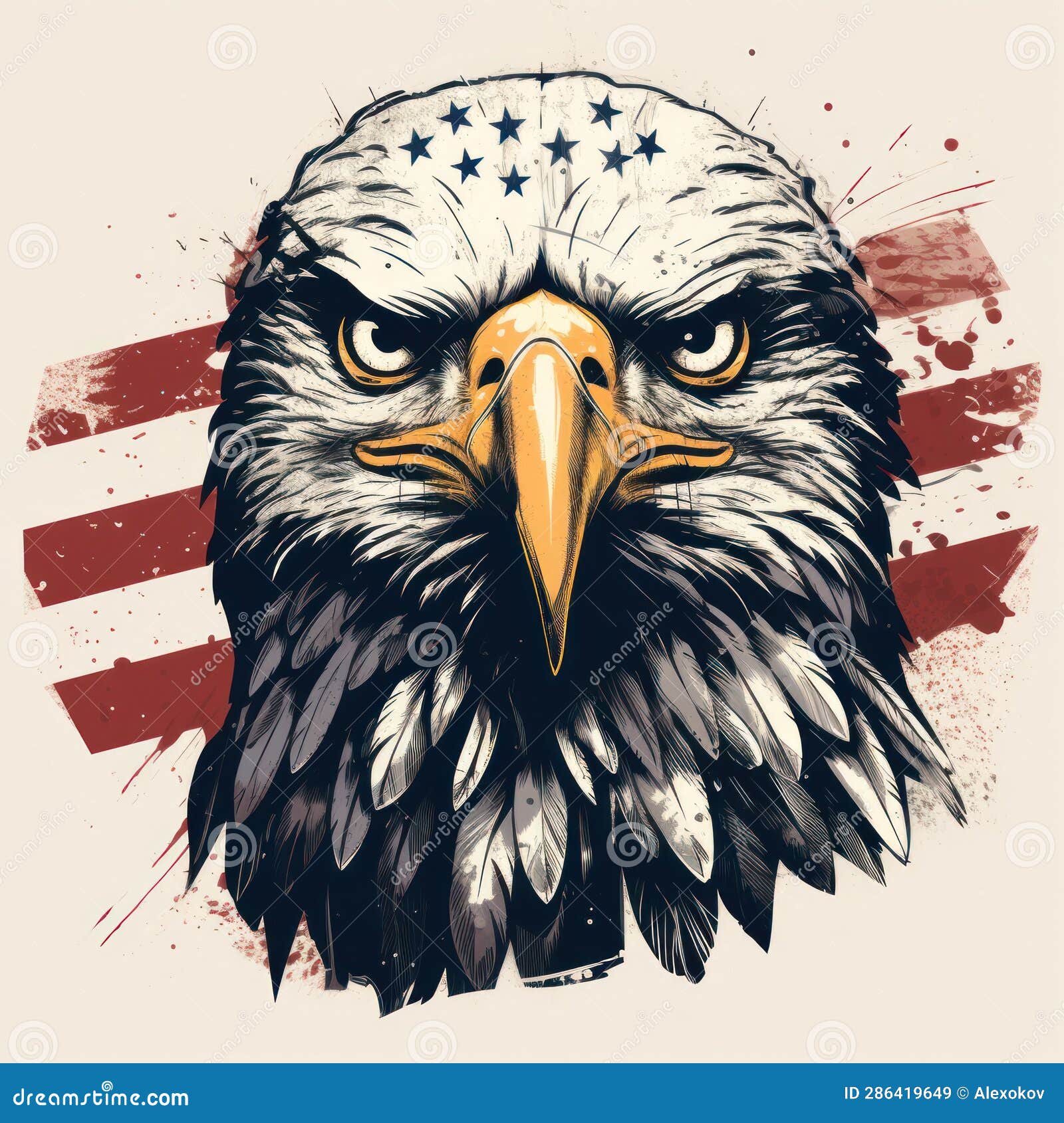 Vintage American Flag and Eagle Head Clipart on White Background AI ...