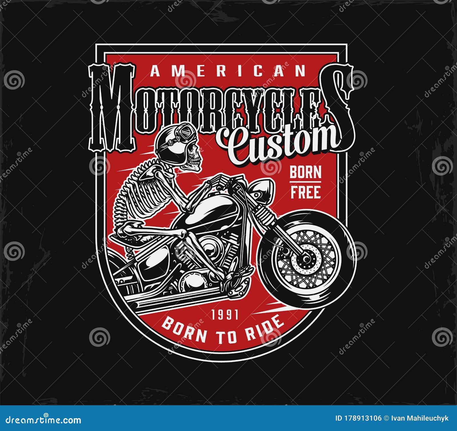 Vintage American Motorcycle Emblem Stock Vector Illustration Of