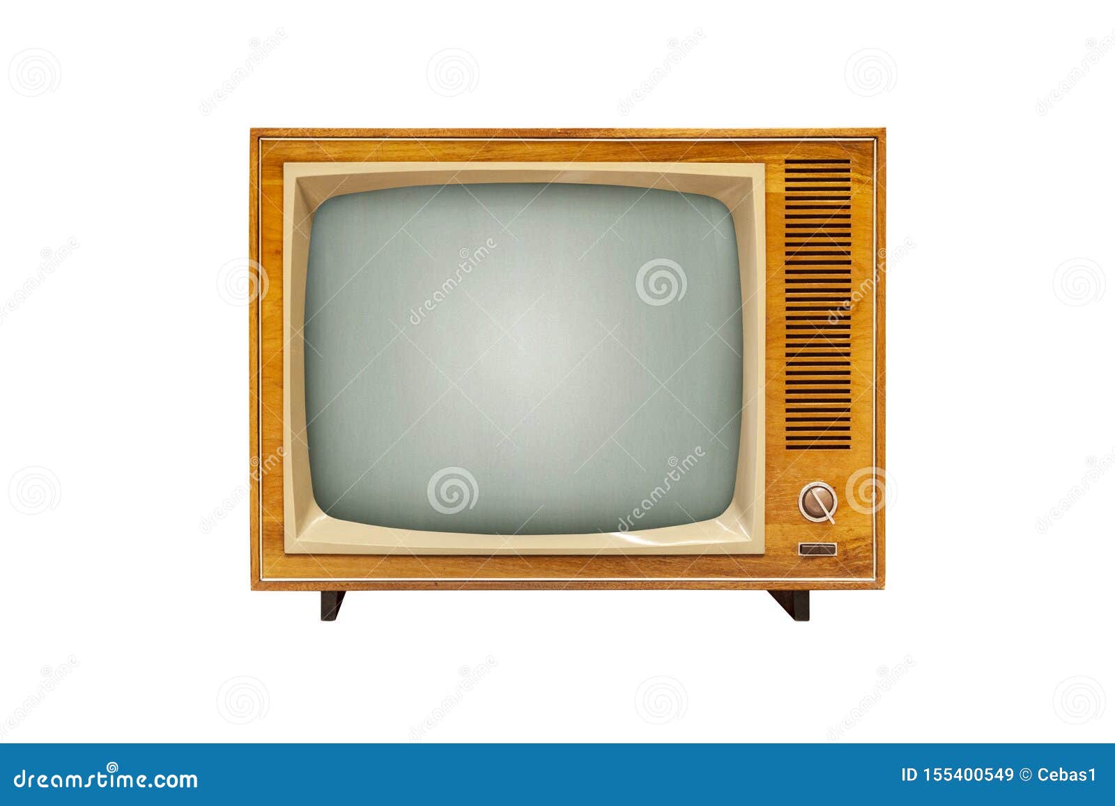 Vintage Analog TV Set Isolated on White Background Stock Image Image of background, object