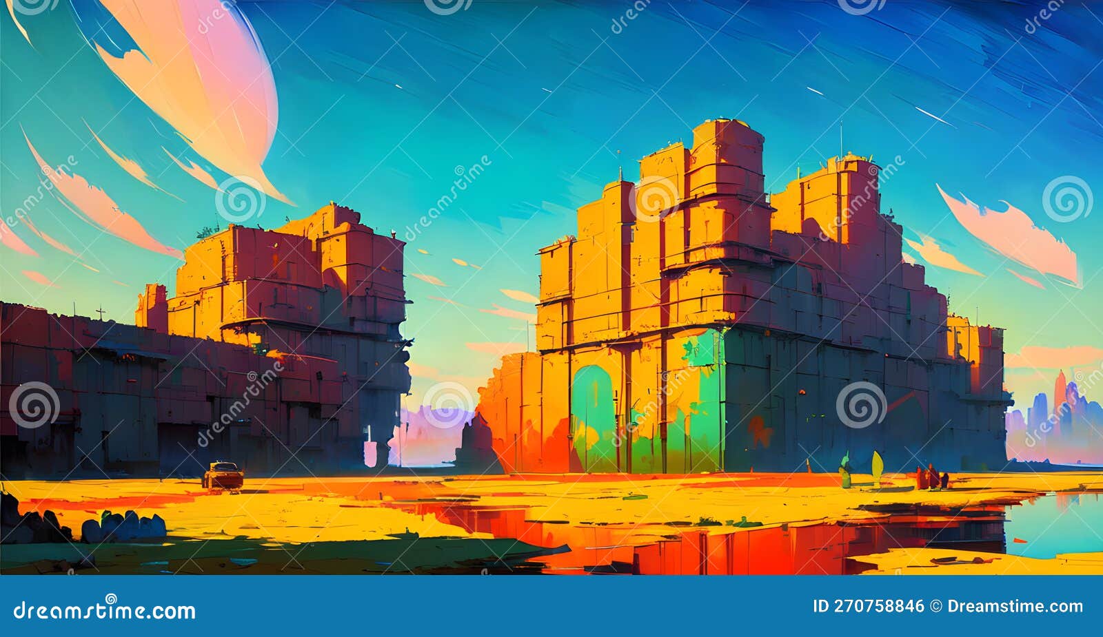 Paisagem De Fundo Anime Imagem Gerativa Ai Ilustração Stock