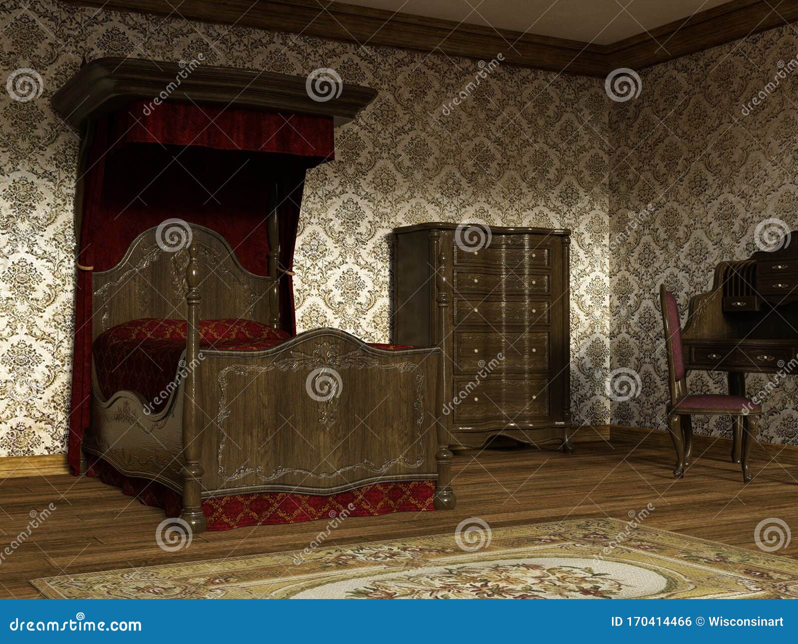Vintage Antique Bedroom Furniture Background Stock Photo - Image of  background, style: 170414466