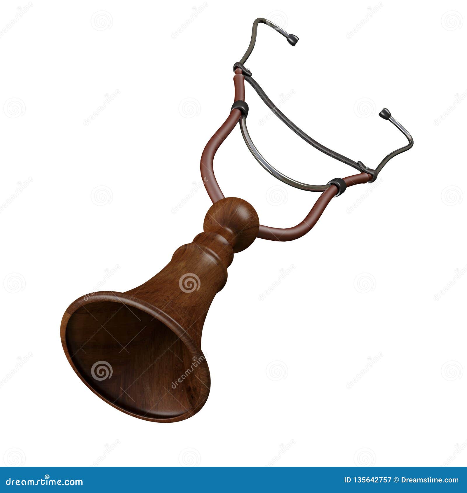 Medical Instrument Vintage Antique Stethoscope 3d Illustration 