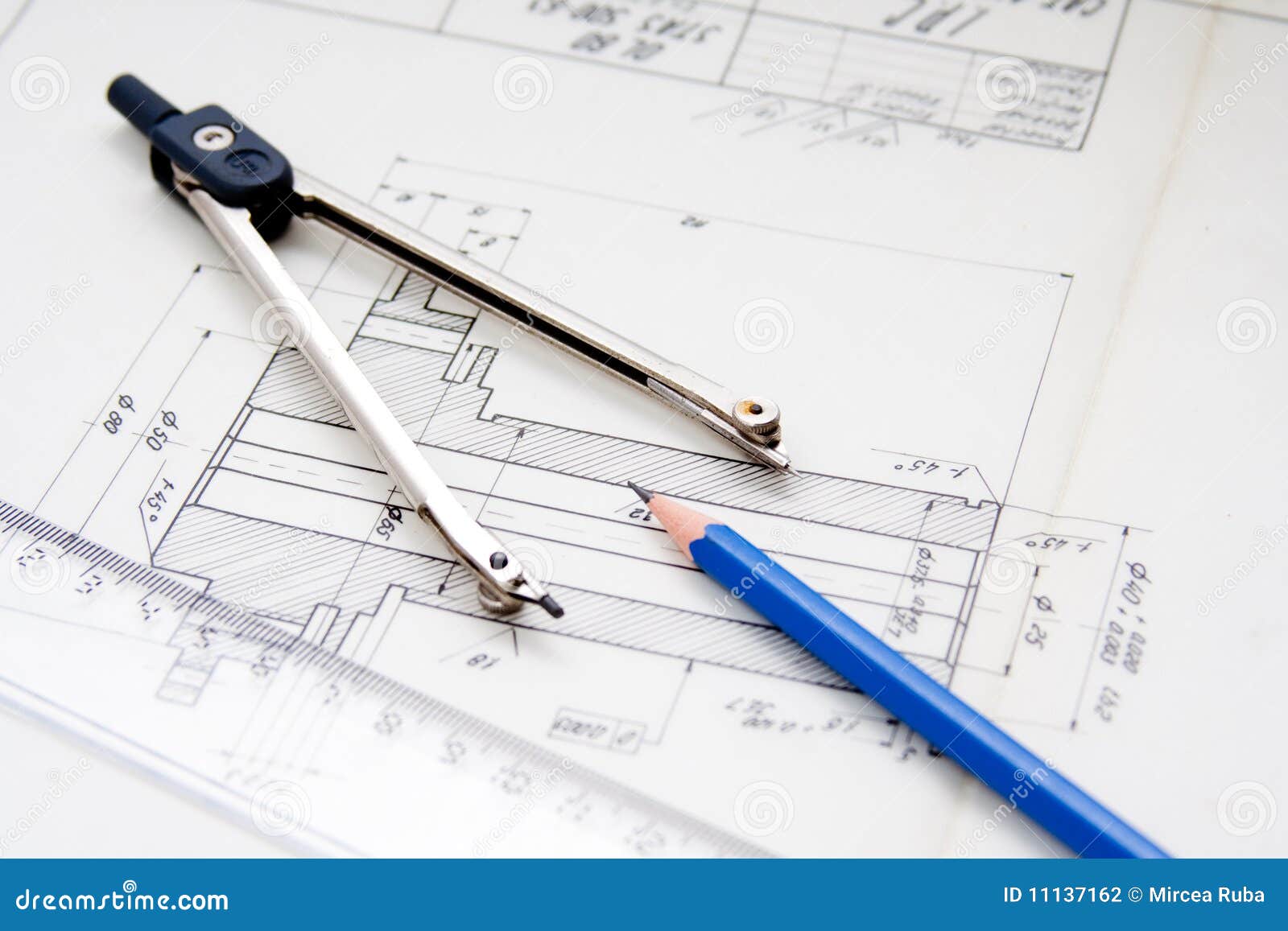 Vintage architecture plans stock photo. Image of frame 11137162