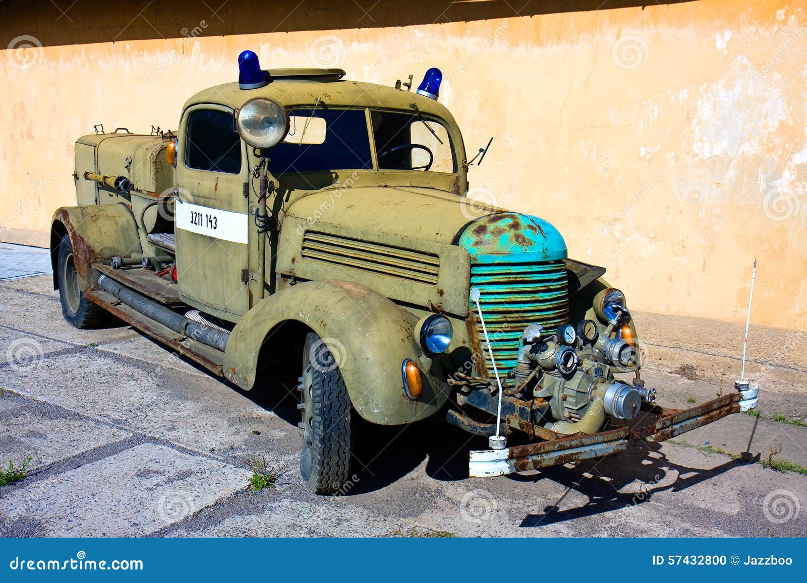 Vintage army fire truck stock photo. Image of army, rusty 57432800