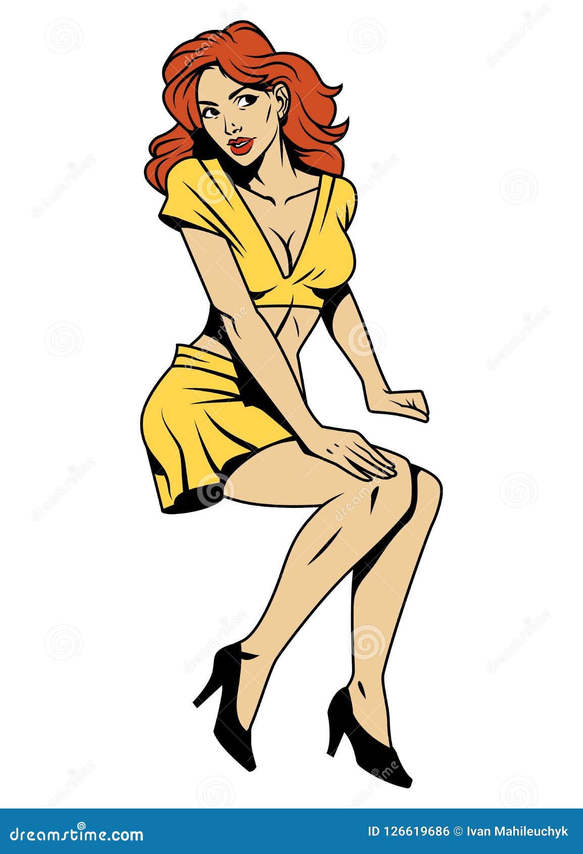 vintage pin up girl outline