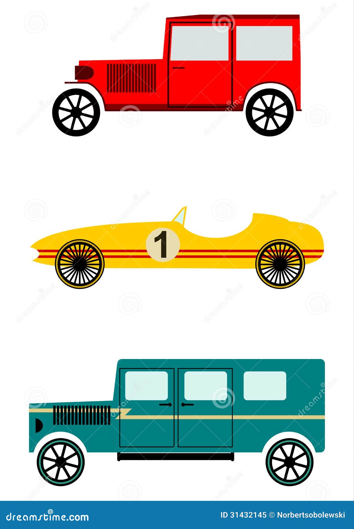 Vintage automobile set. stock vector. Illustration of background - 31432145