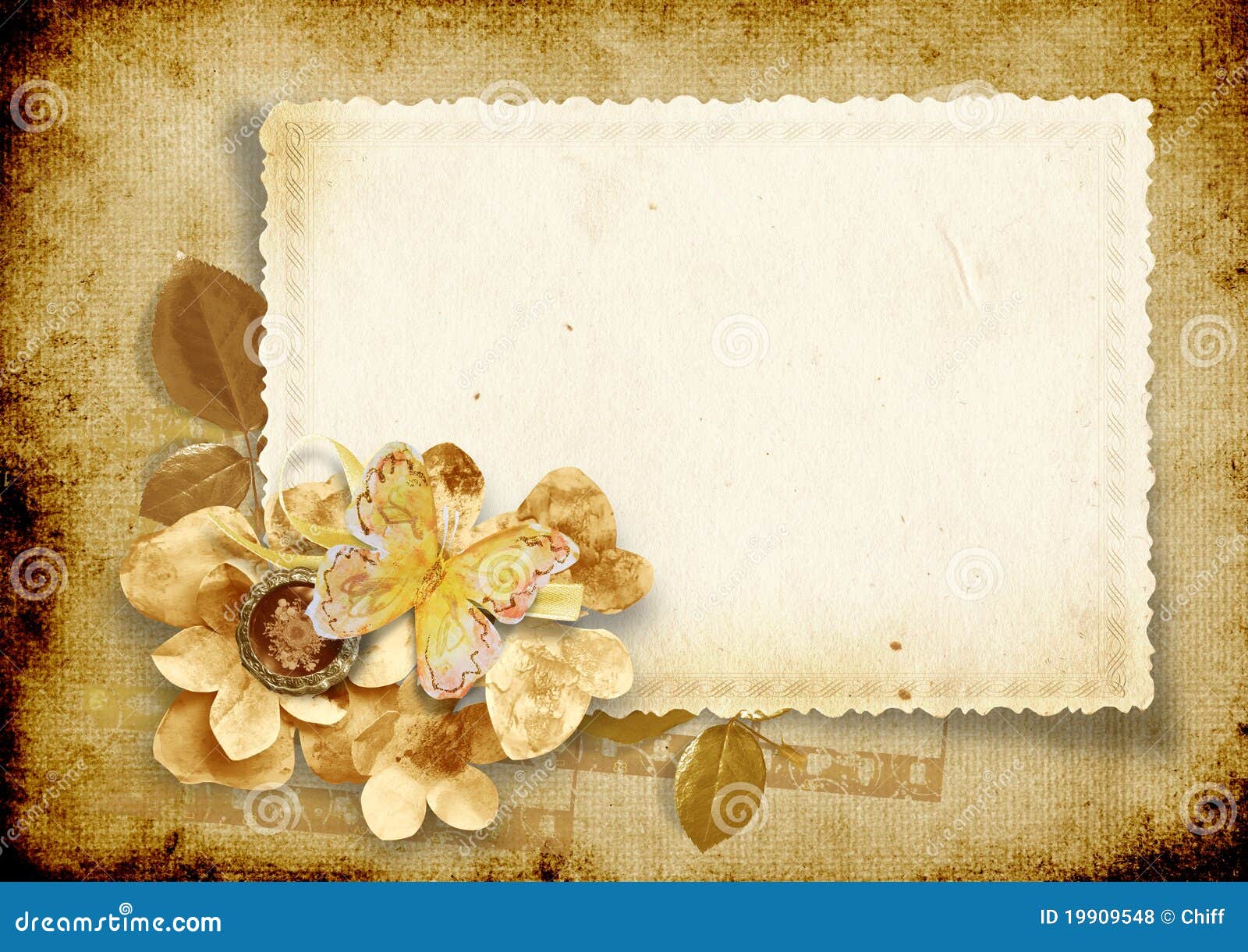 Vintage Background with Card and Paper Flowers Stock Illustration -  Illustration of grandmother, greeting: 19909548