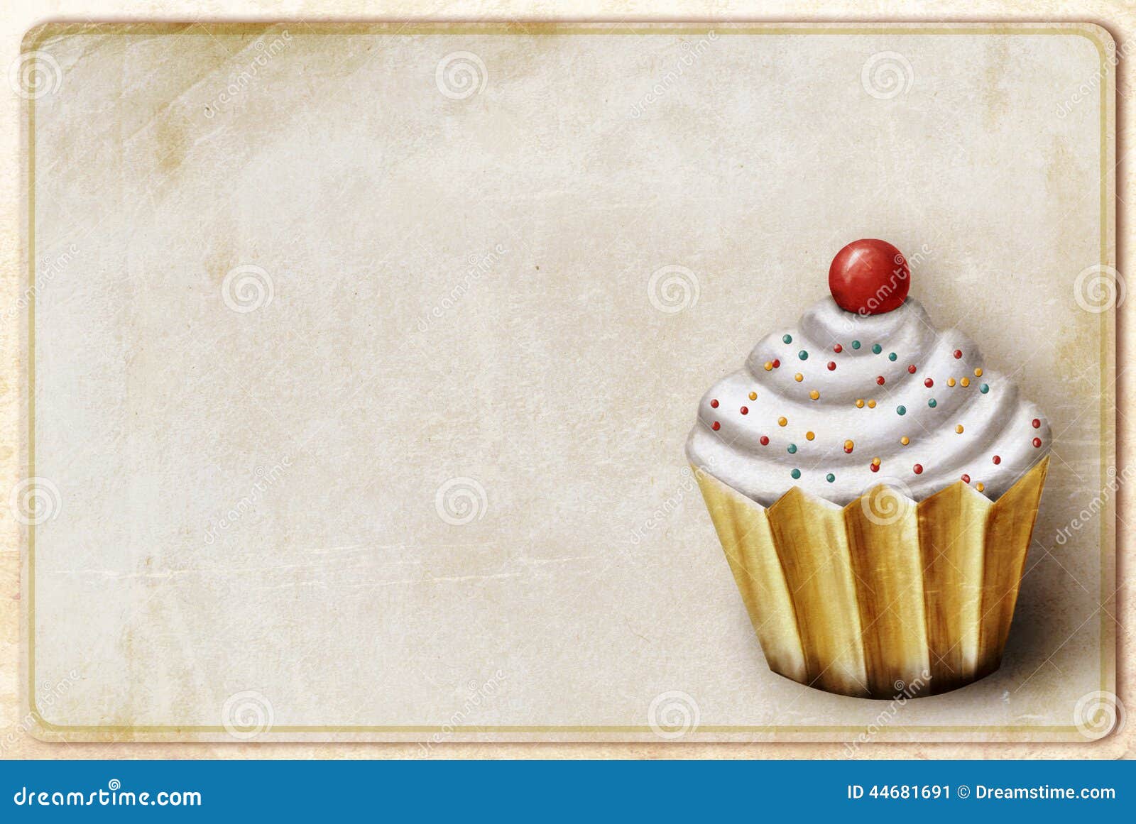 Vintage Background With Cupcake Stock Illustration - Illustration of ...