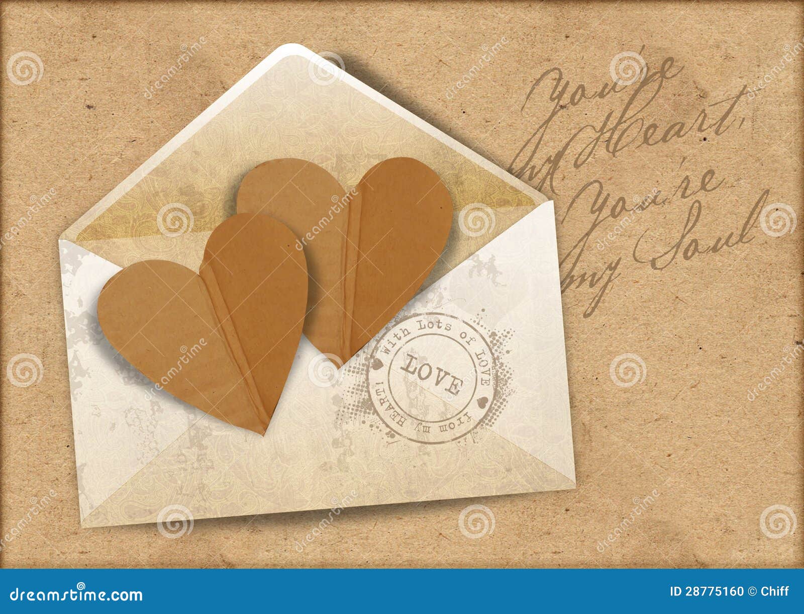 Vintage Background With Envelope And Hearts Stock Illustration