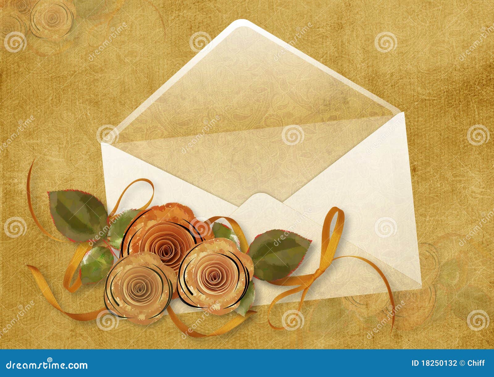 Vintage Background with Envelope and Roses Stock Illustration