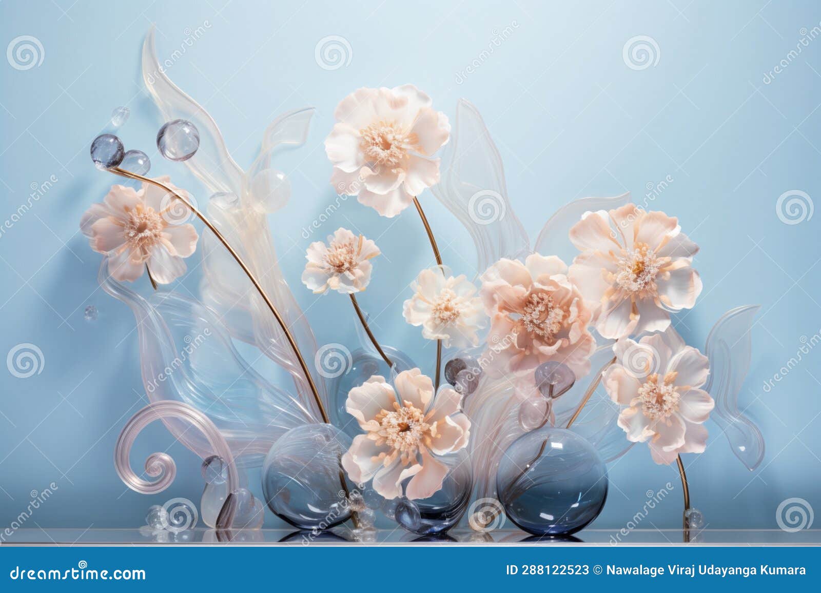Vintage Background with Flowers. Generative Ai Stock Illustration