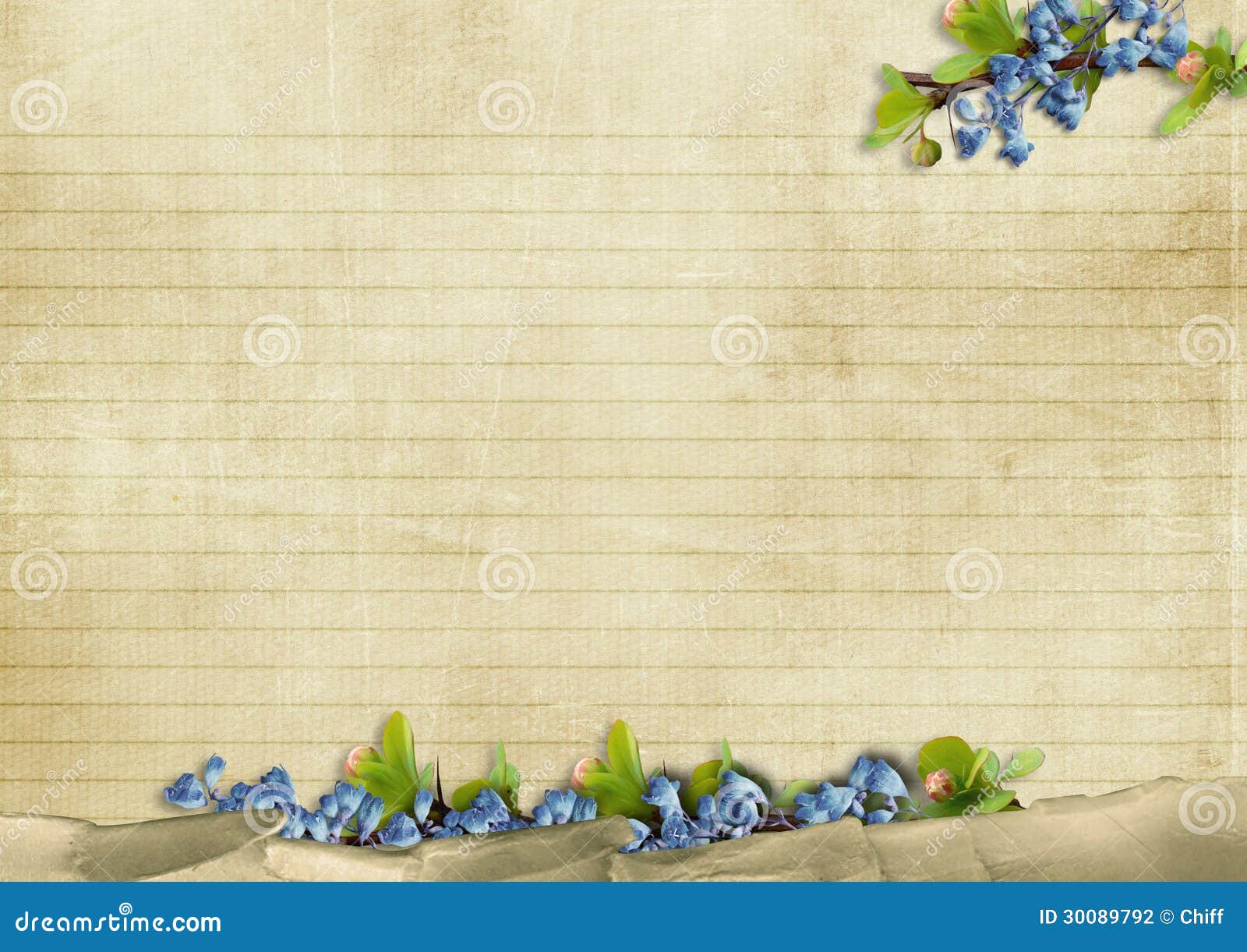 Vintage Background with Blue Flowers Stock Illustration Illustration