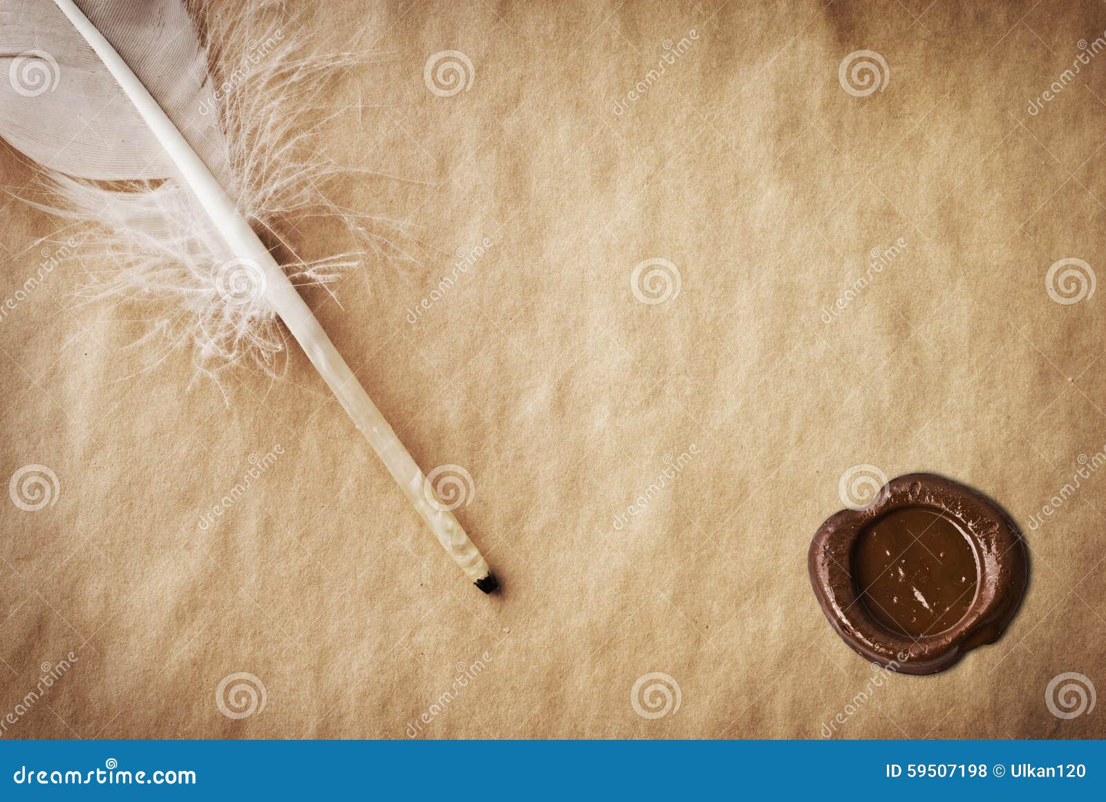 Vintage Background with a Pen and Writing Stock Photo - Image of grunge