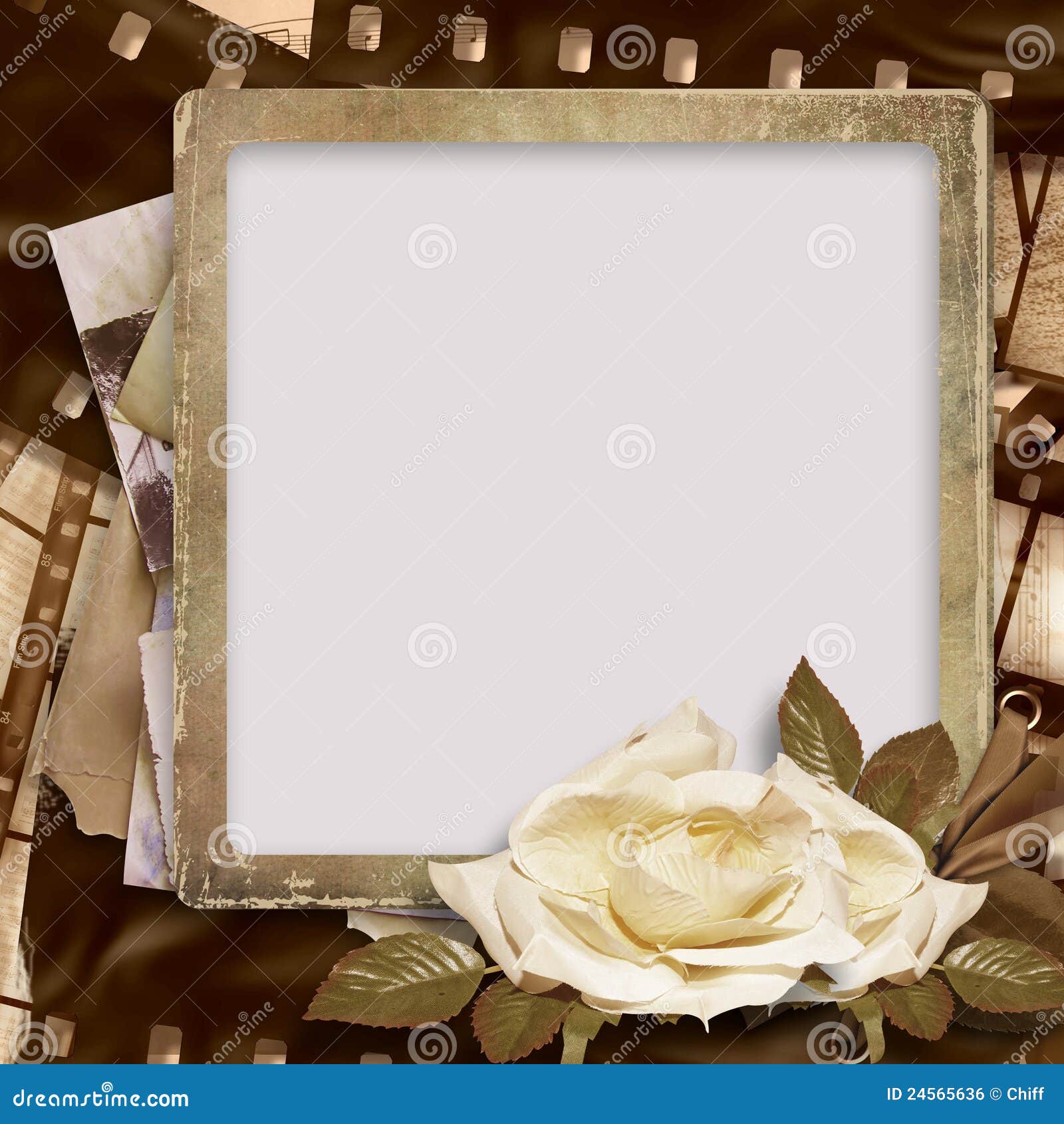 Vintage Background with Photo-frame and Film Strip Stock Illustration -  Illustration of design, foliage: 24565636