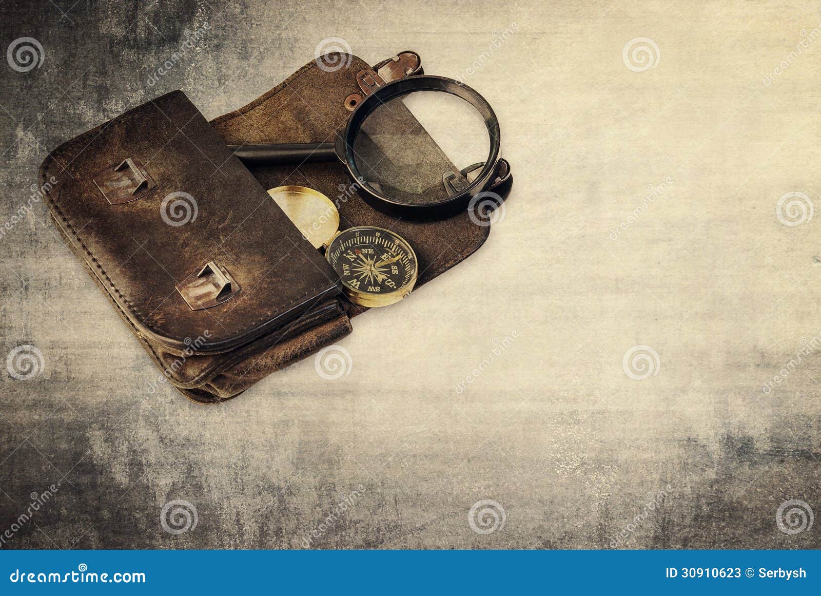 Vintage Background , Wallet and Compass Stock Image - Image of rusty