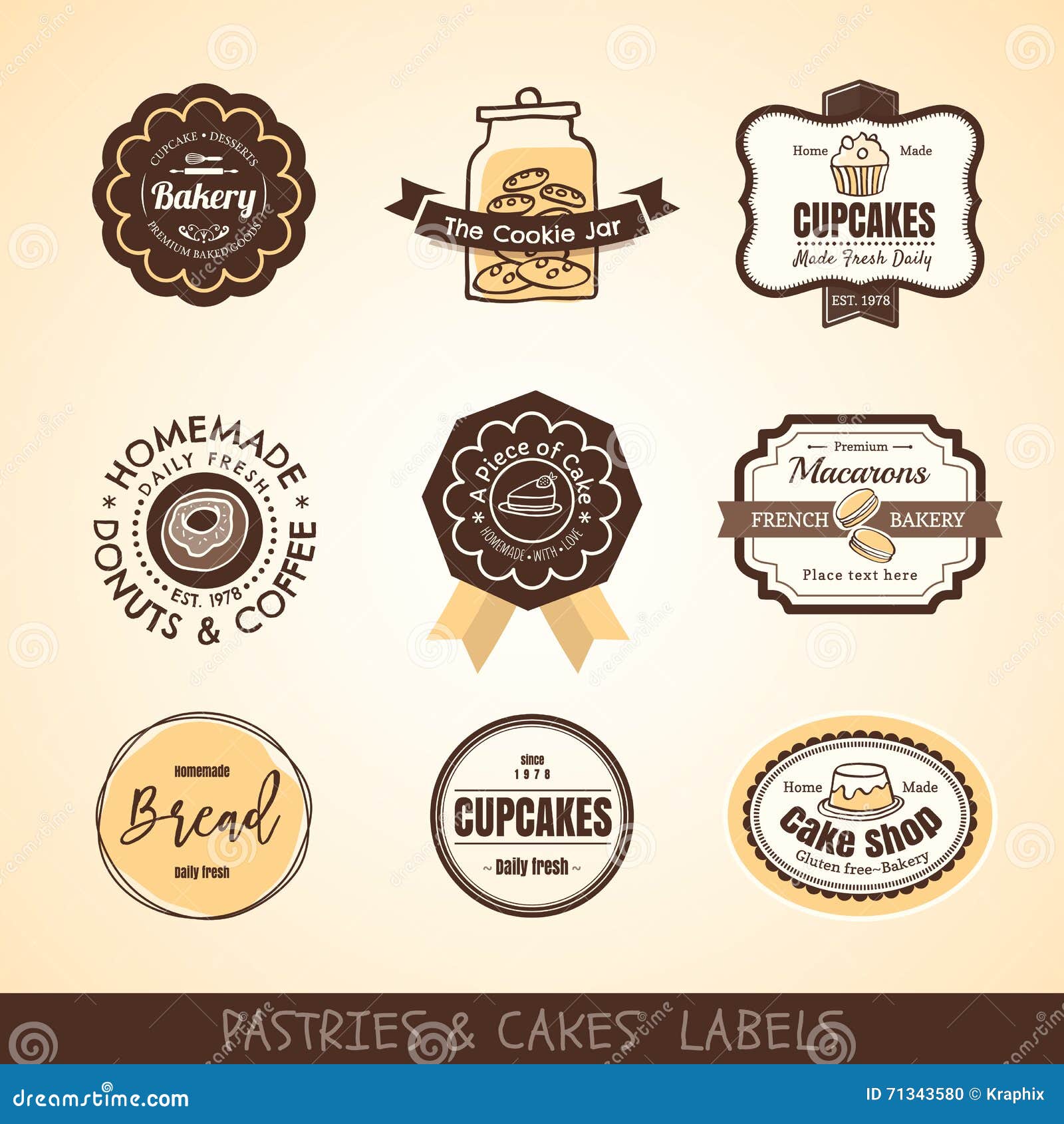 vintage bakery logo labels and frames