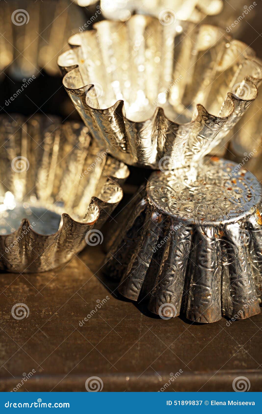 Vintage Baking Tins and Moulds Stock Image Image of muffin, grunge