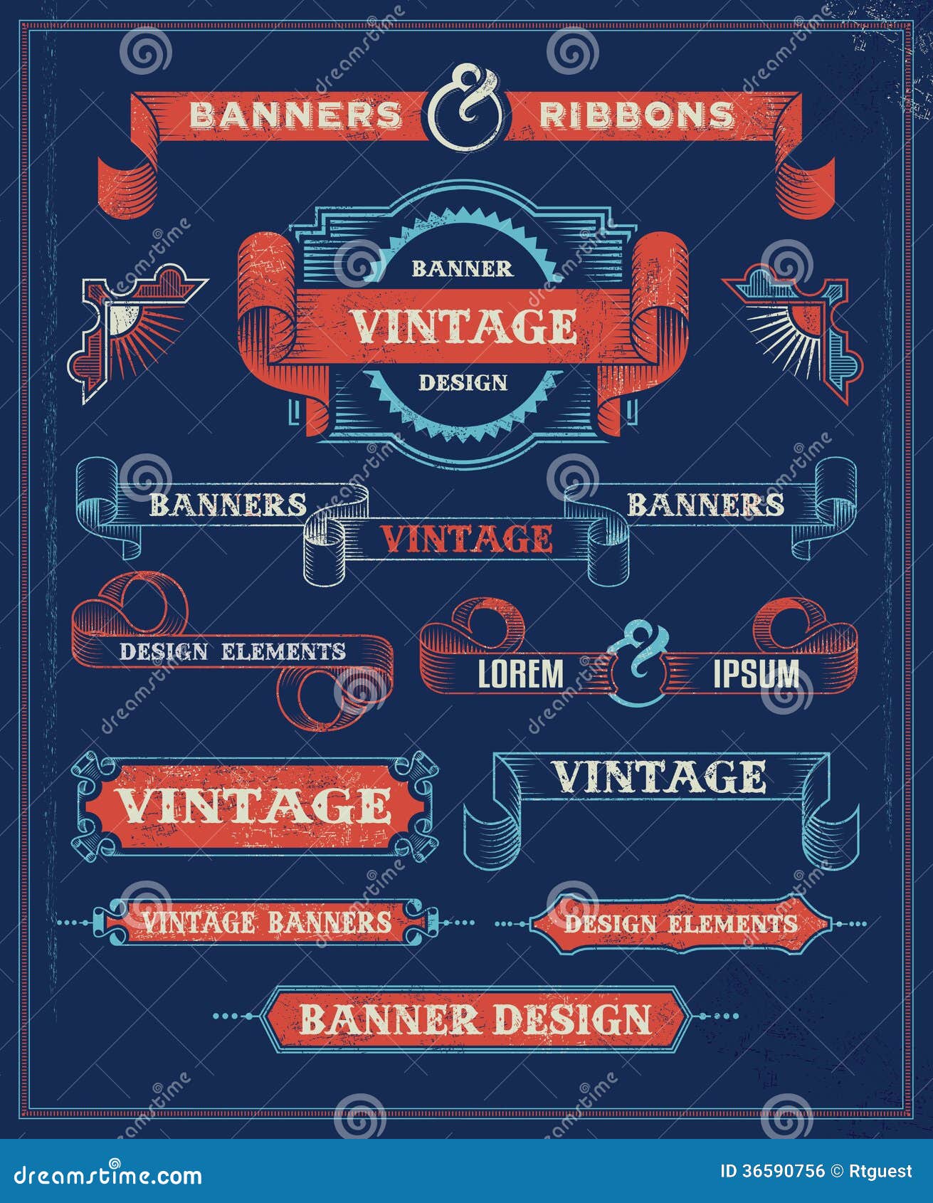 Vintage Banner And Ribbon Design Elements Royalty Free 