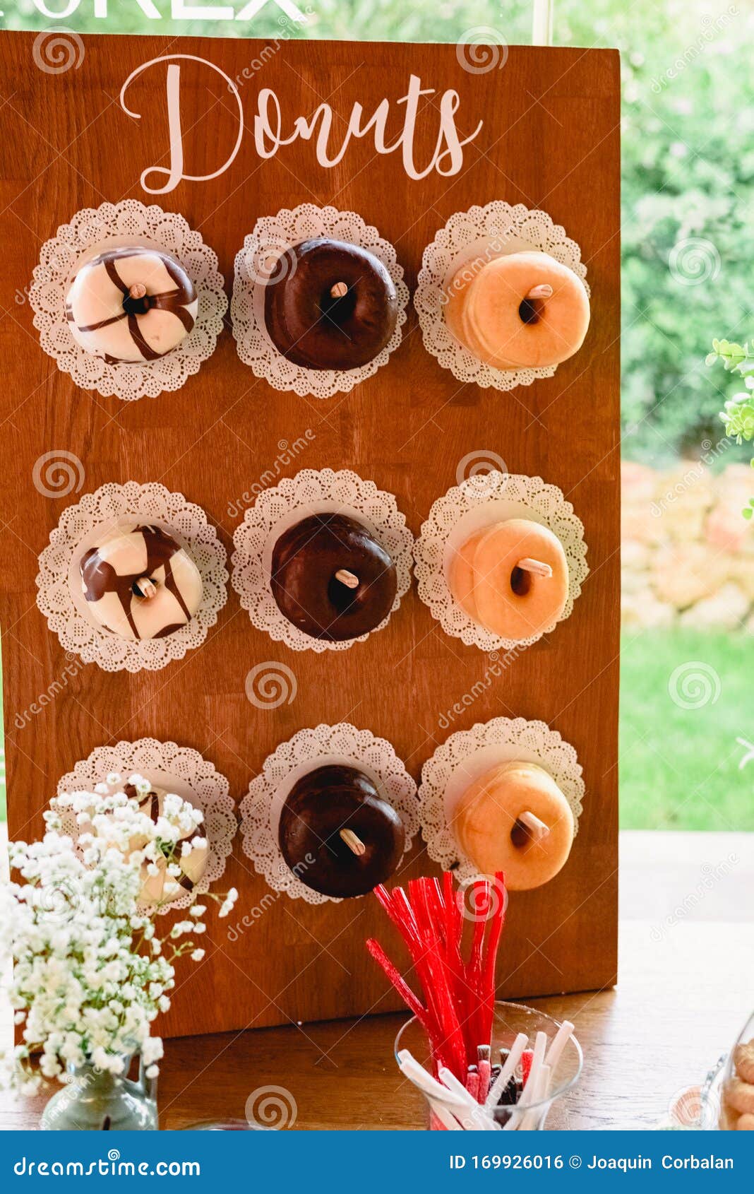 Vintage Bar of Candies with Donuts and a Lot of Sugar Stock Photo
