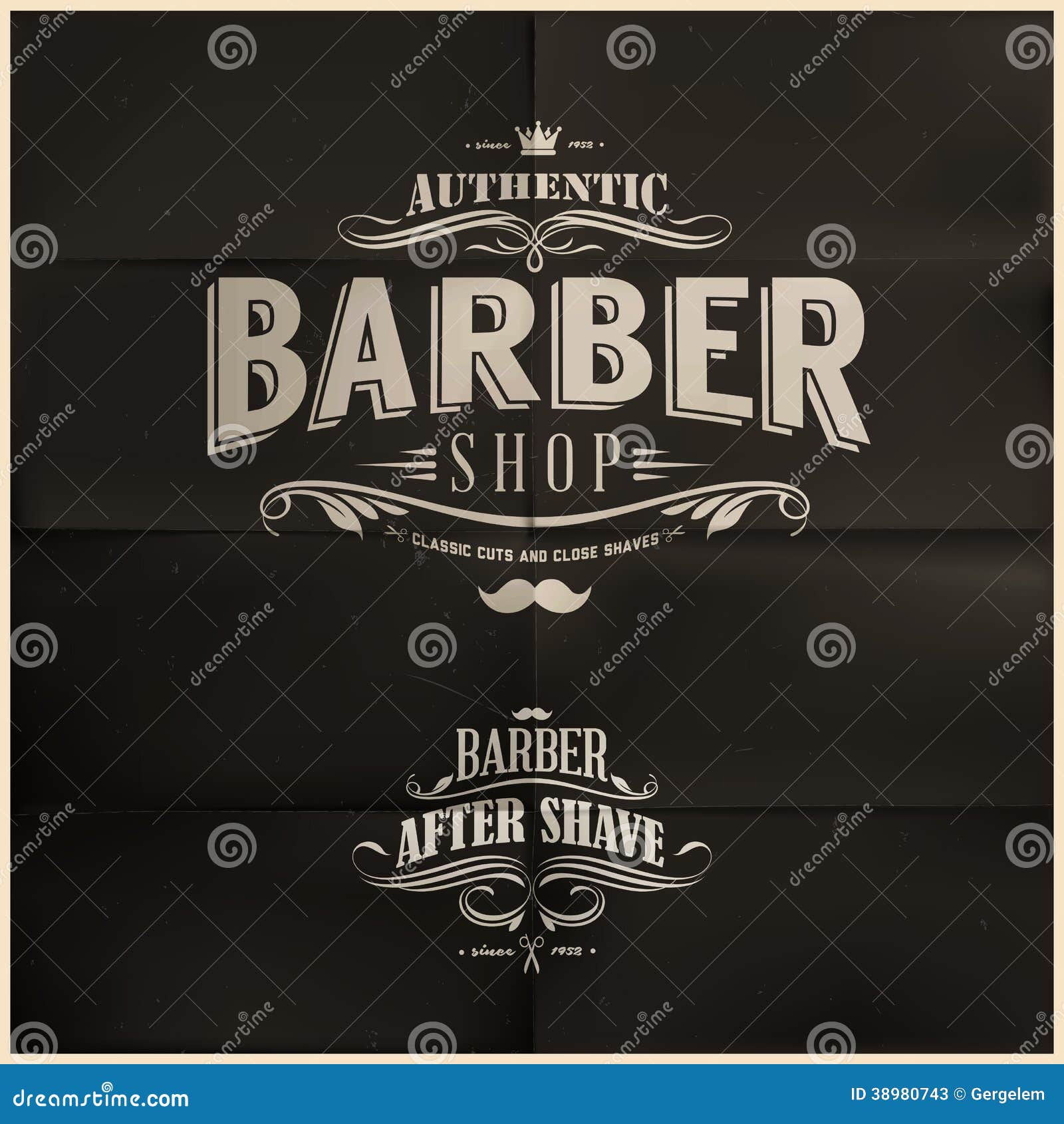 Vintage Barber Shop Badges Stock Vector Illustration Of