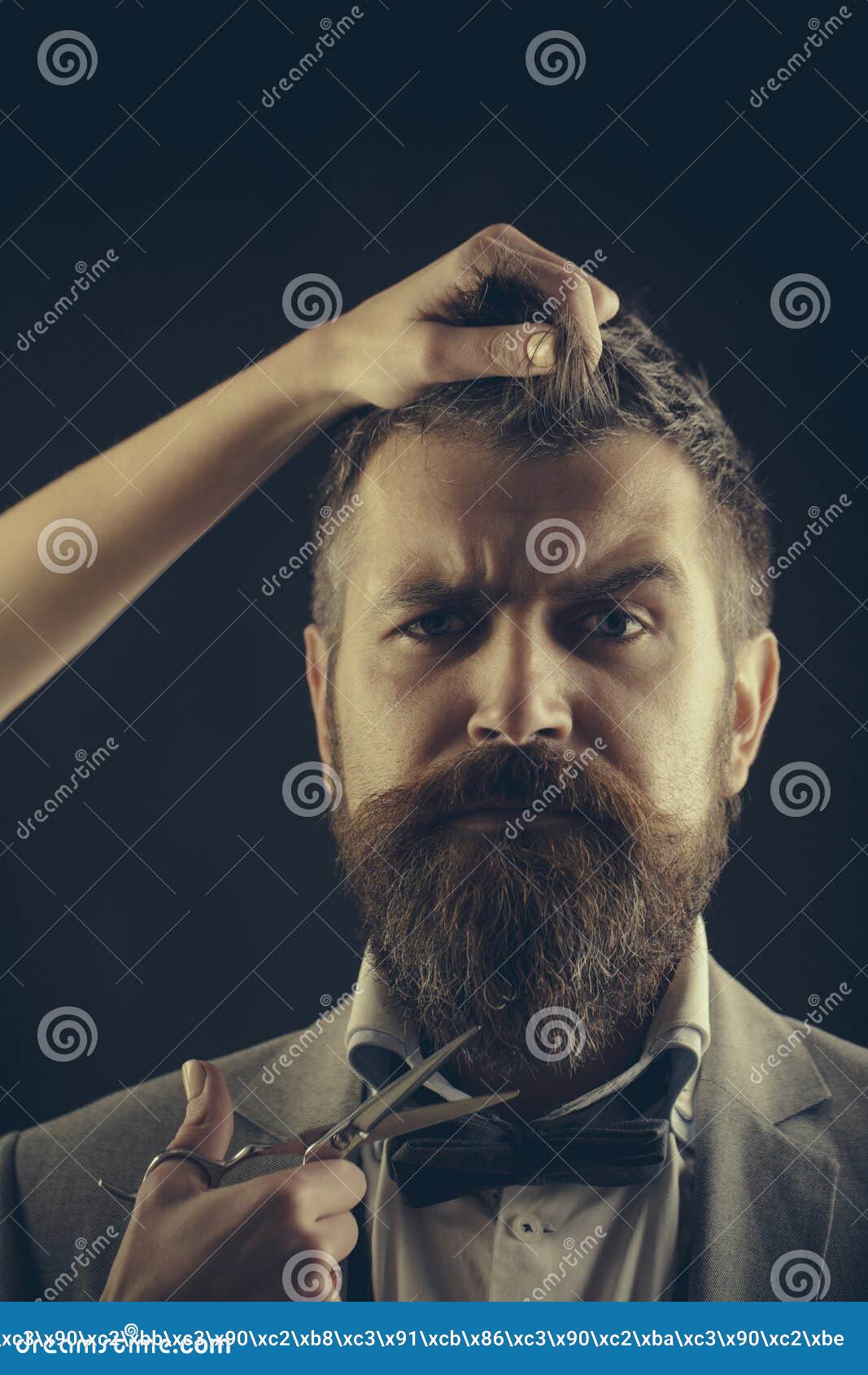 Vintage Barbershop Shaving Mens Haircut Bearded Man Long Beard