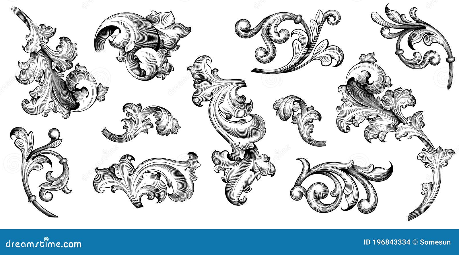 vintage baroque victorian frame border floral ornament  scroll engraved retro pattern tattoo calligraphic  heraldic