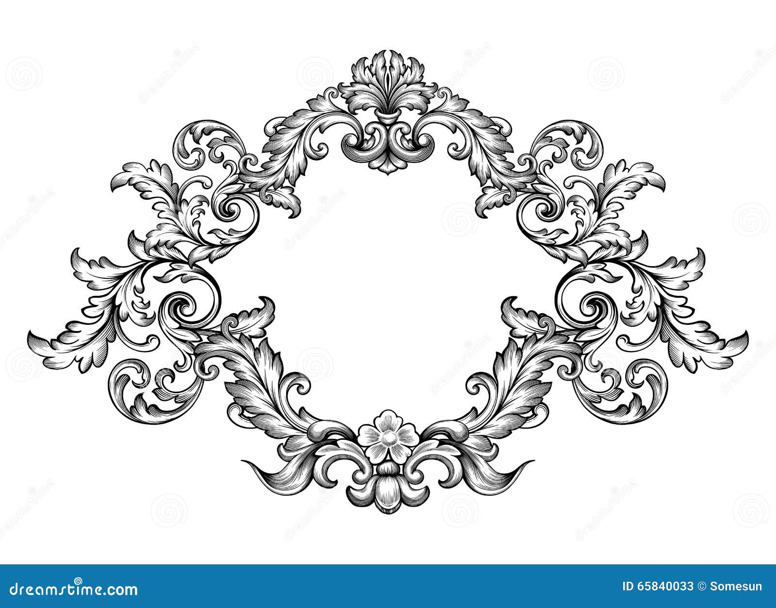 vintage baroque victorian frame border monogram floral ornament scroll engraved retro pattern tattoo calligraphic