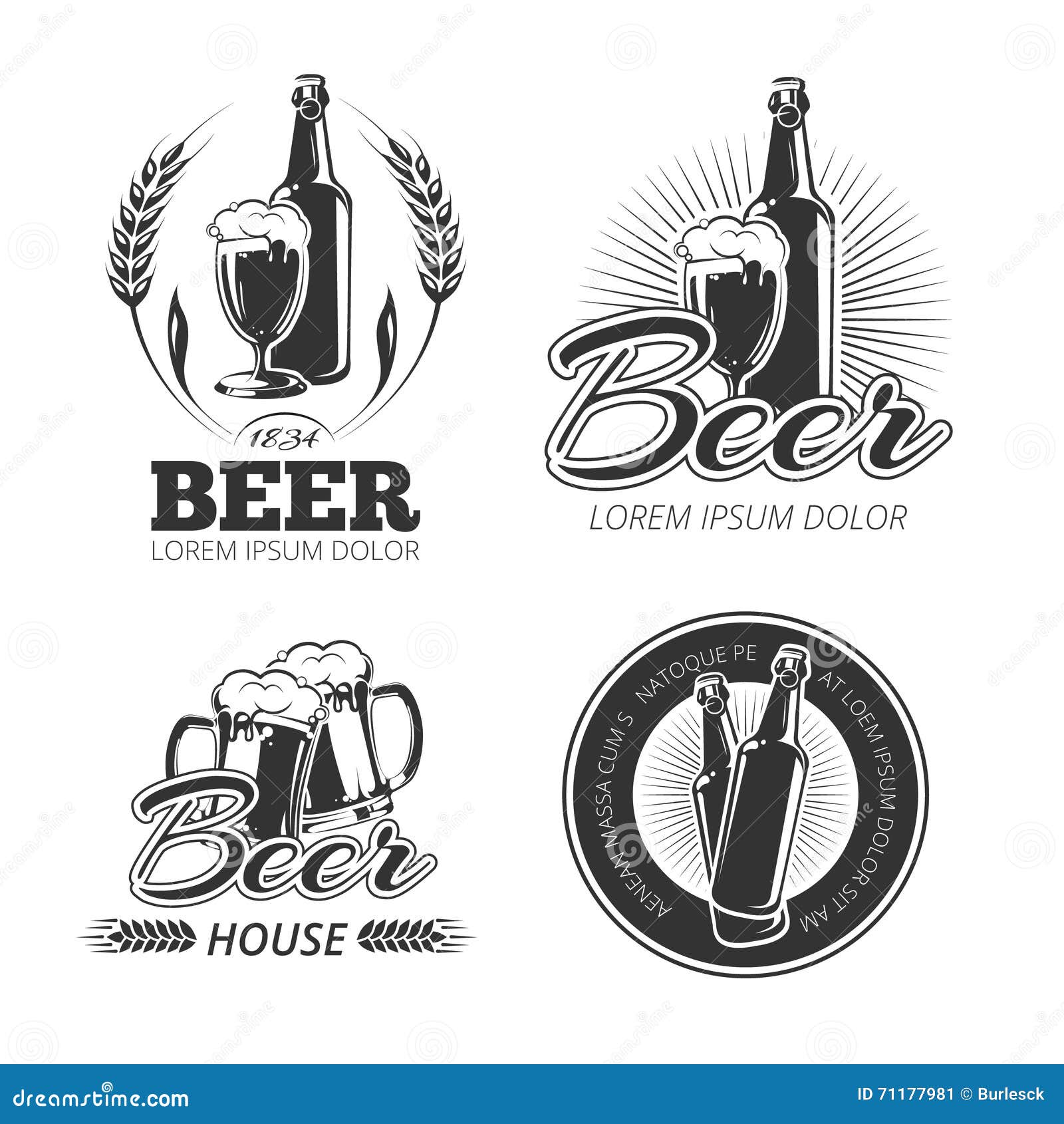 Download Vintage Beer Vector Emblems, Labels, Badges, Logos Set ...