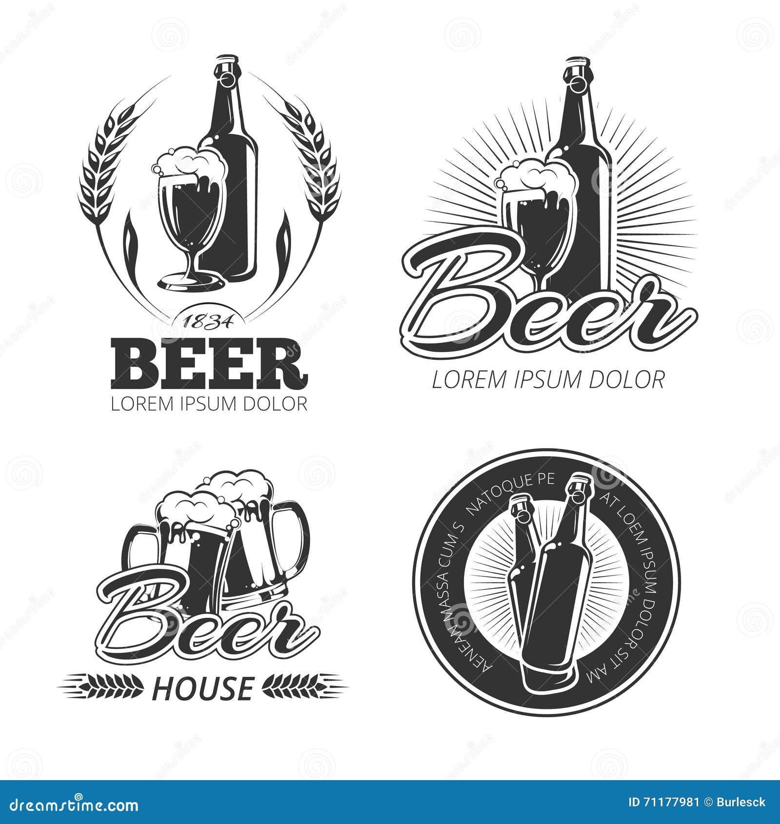 Download Vintage Beer Vector Emblems, Labels, Badges, Logos Set Stock Vector - Illustration of label ...