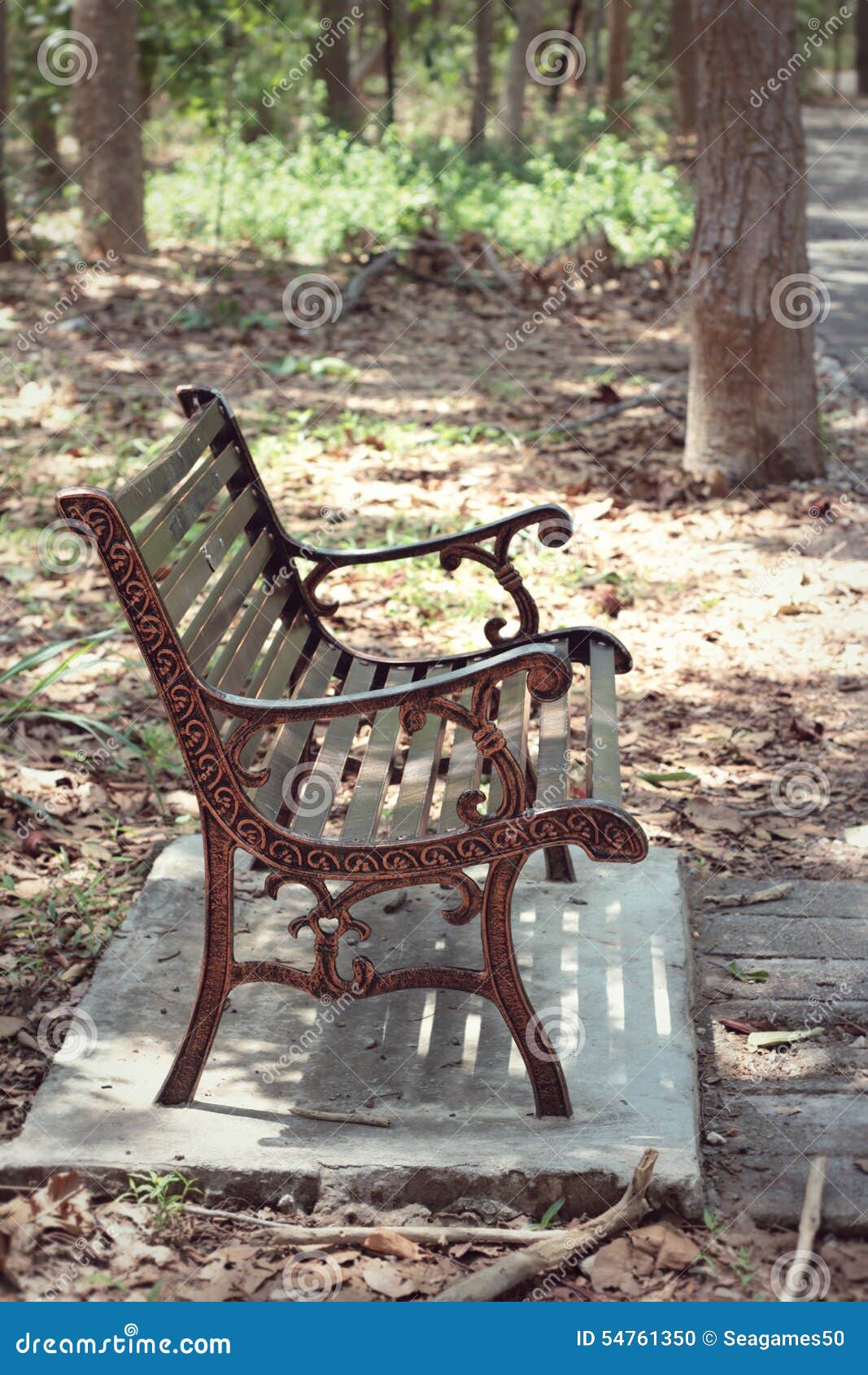 Vintage bench chair stock photo. Image of green, backyard 54761350