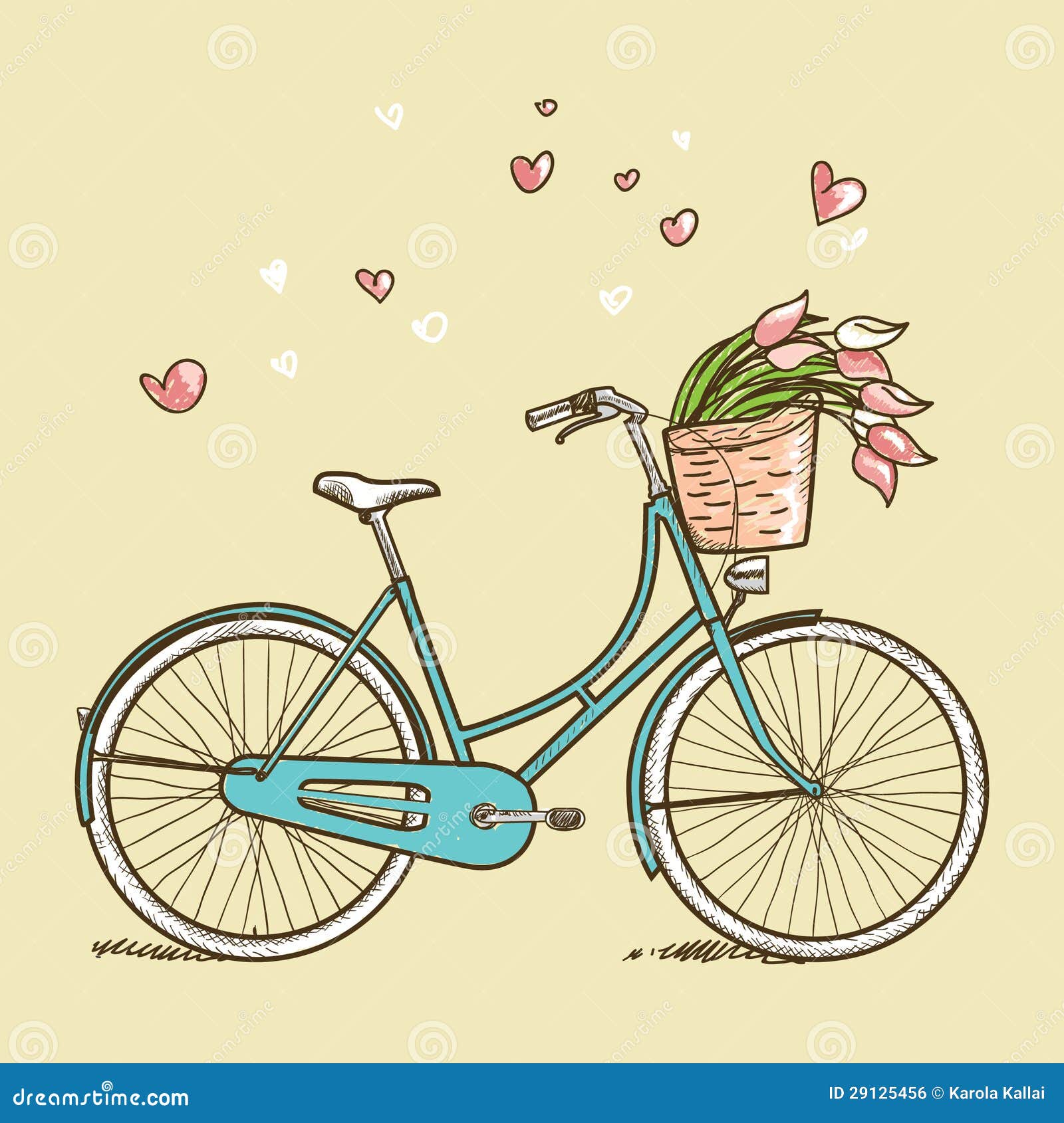 Vintage Bicycle with Flowers Stock Vector Illustration of vector