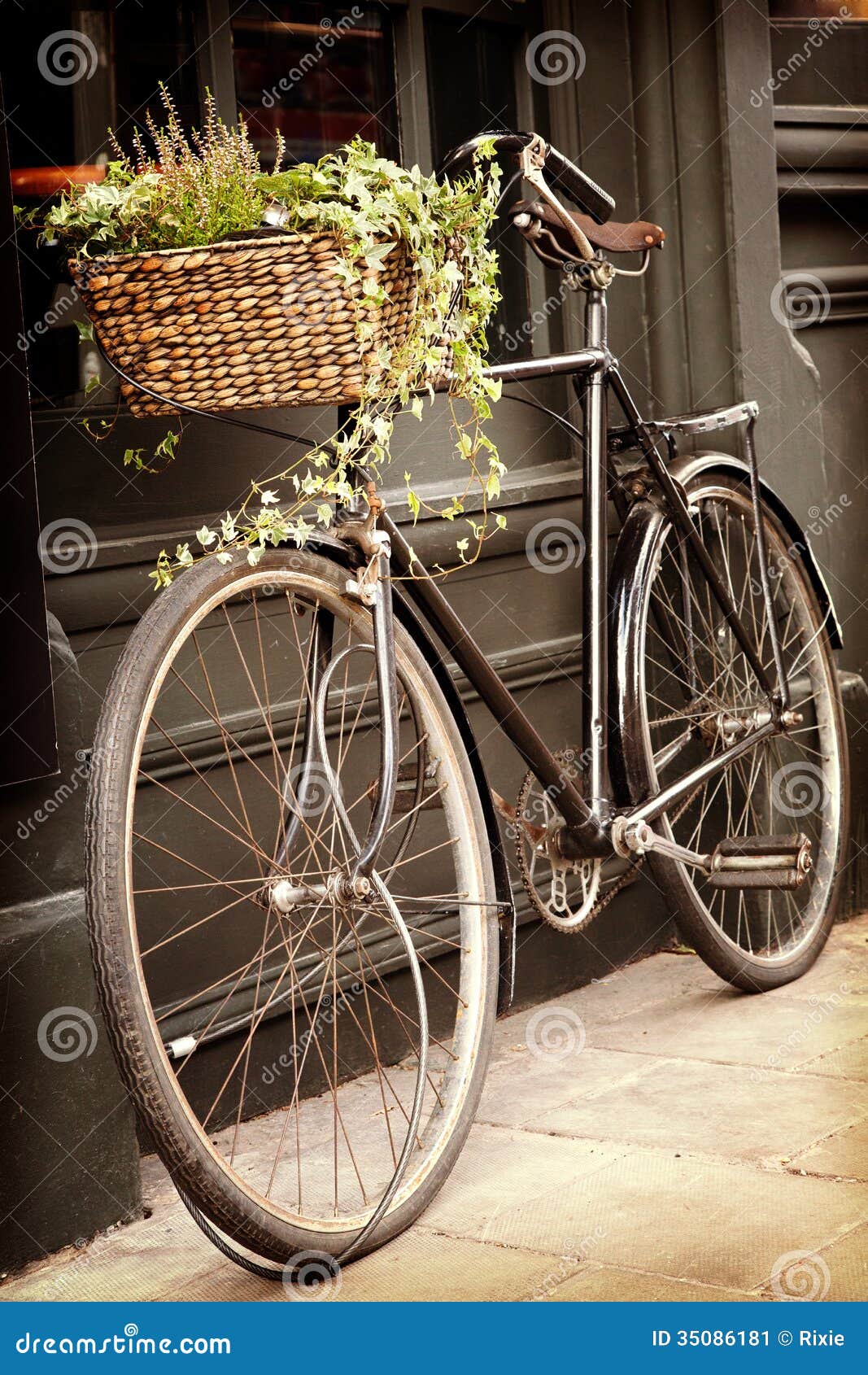 Vintage Bicycle Stock Image Image 35086181 inside Old Fashioned Bicycles With Baskets