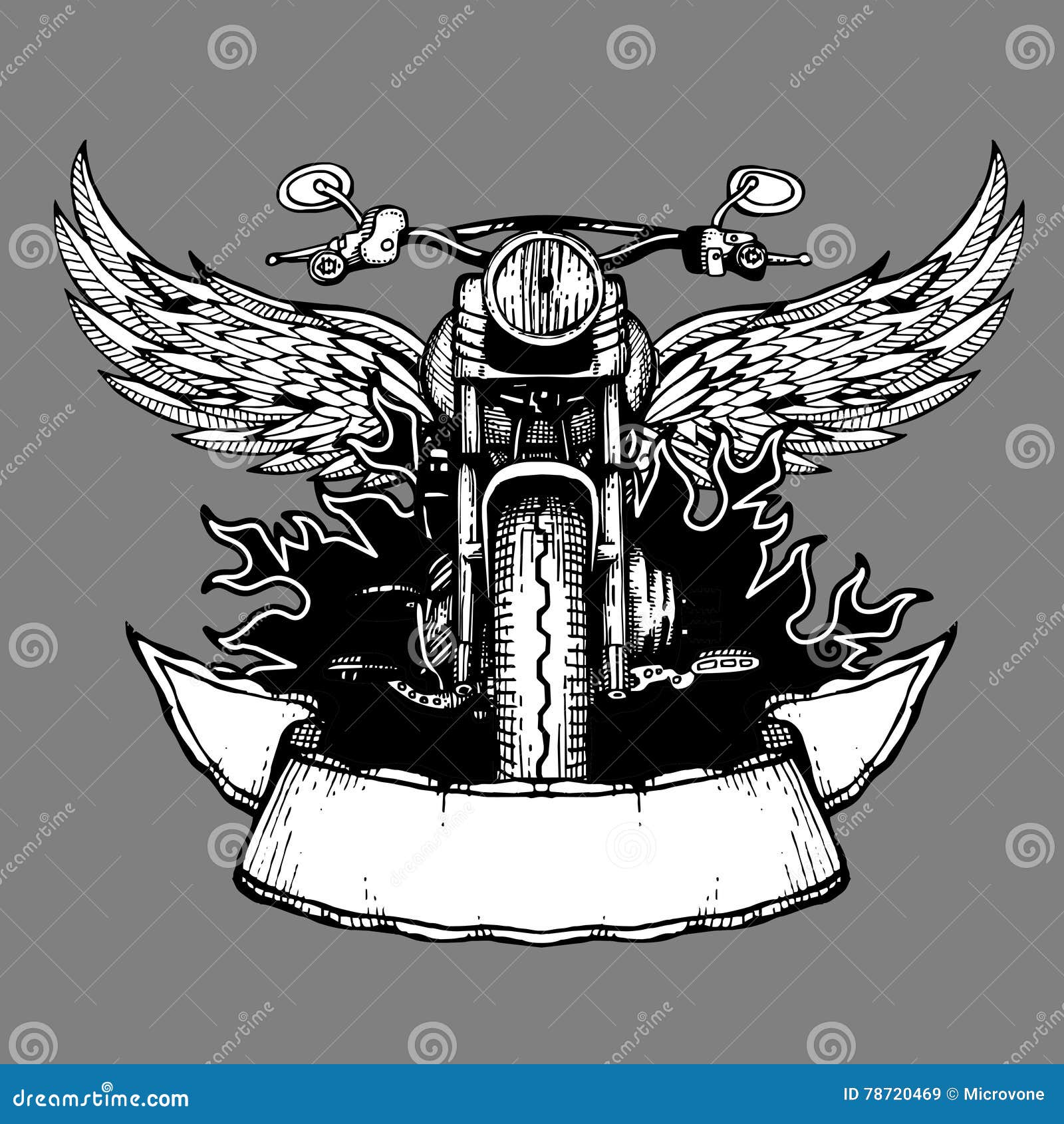 Vintage Biker Vector Label Emblem Logo Badge With Motorcycle Stock