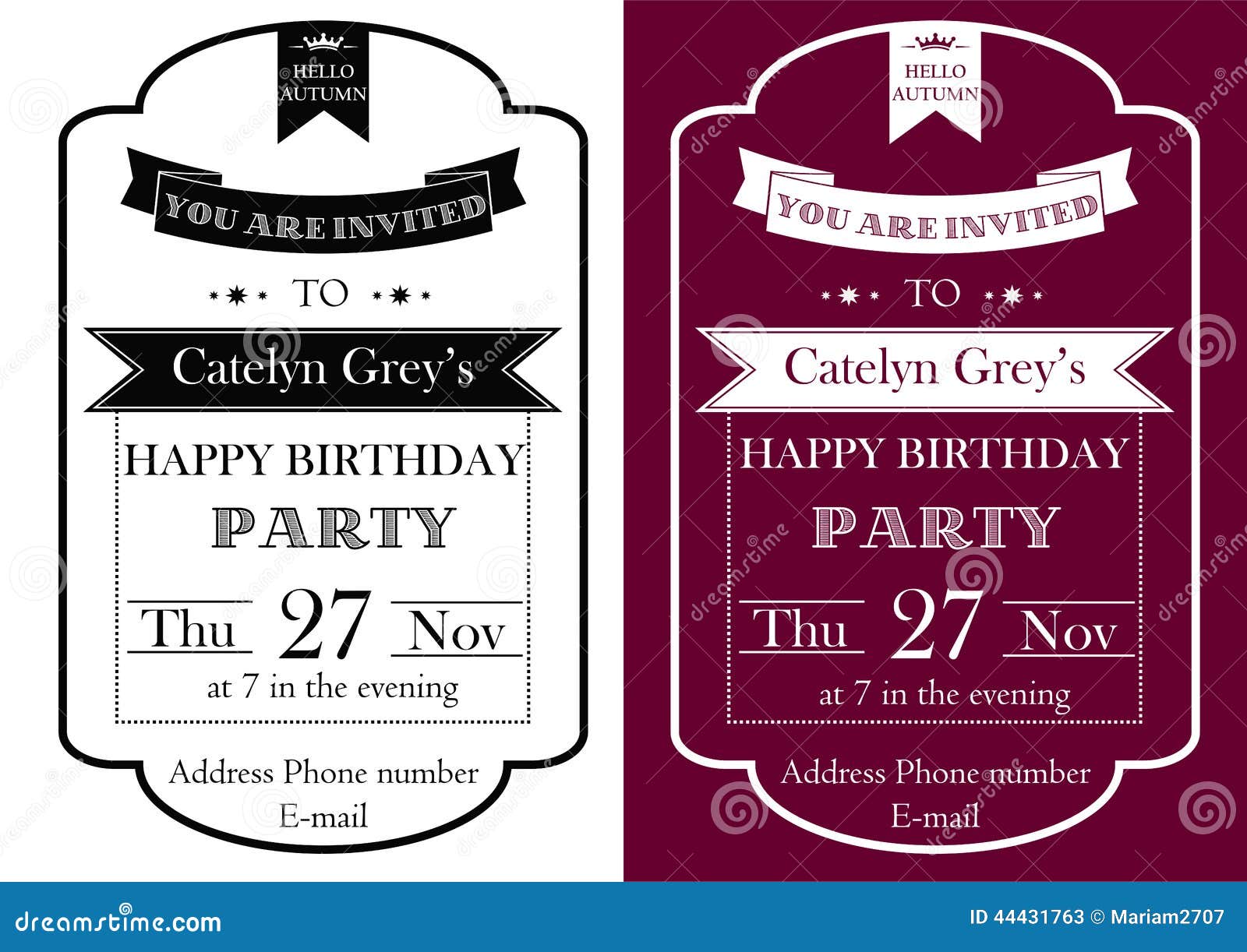 Vintage Birthday Party Invitation Stock Vector Illustration of