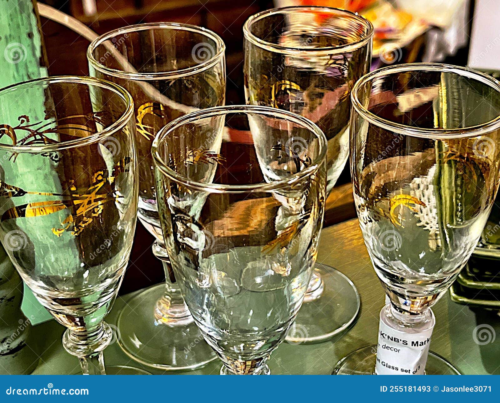 Vintage bistro glasses stock image. Image of glass, antique 255181493