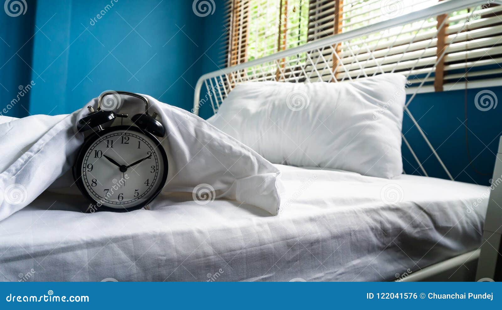 Clock in bed room stock photo. Image of bell, second 122041576